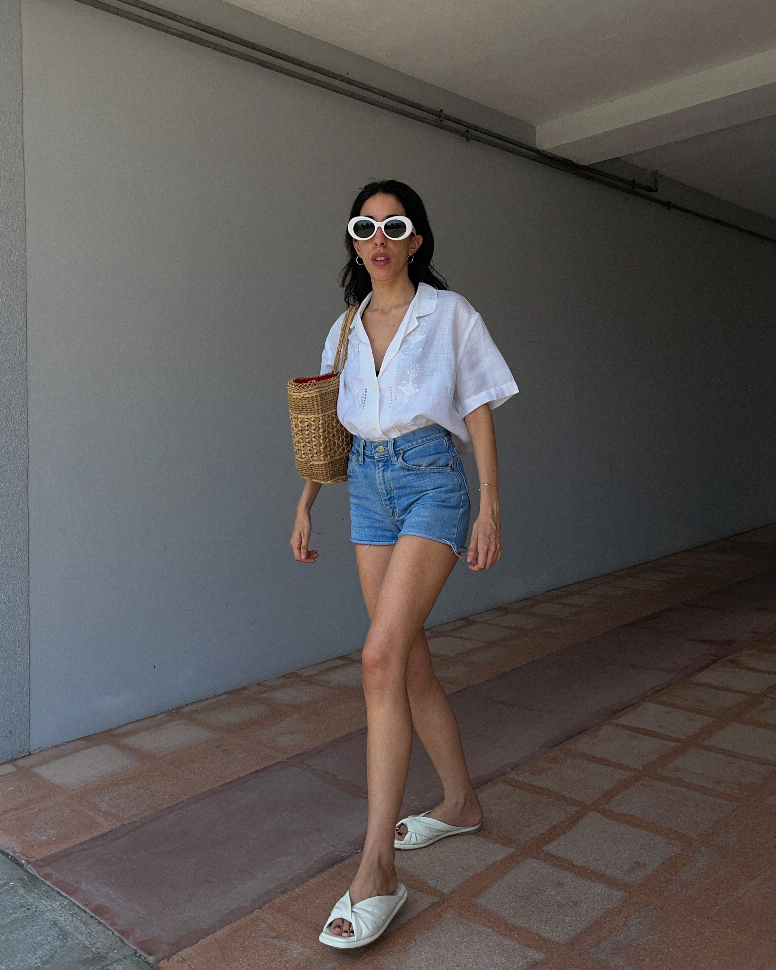 White linen - hand embroided Boxy shirt