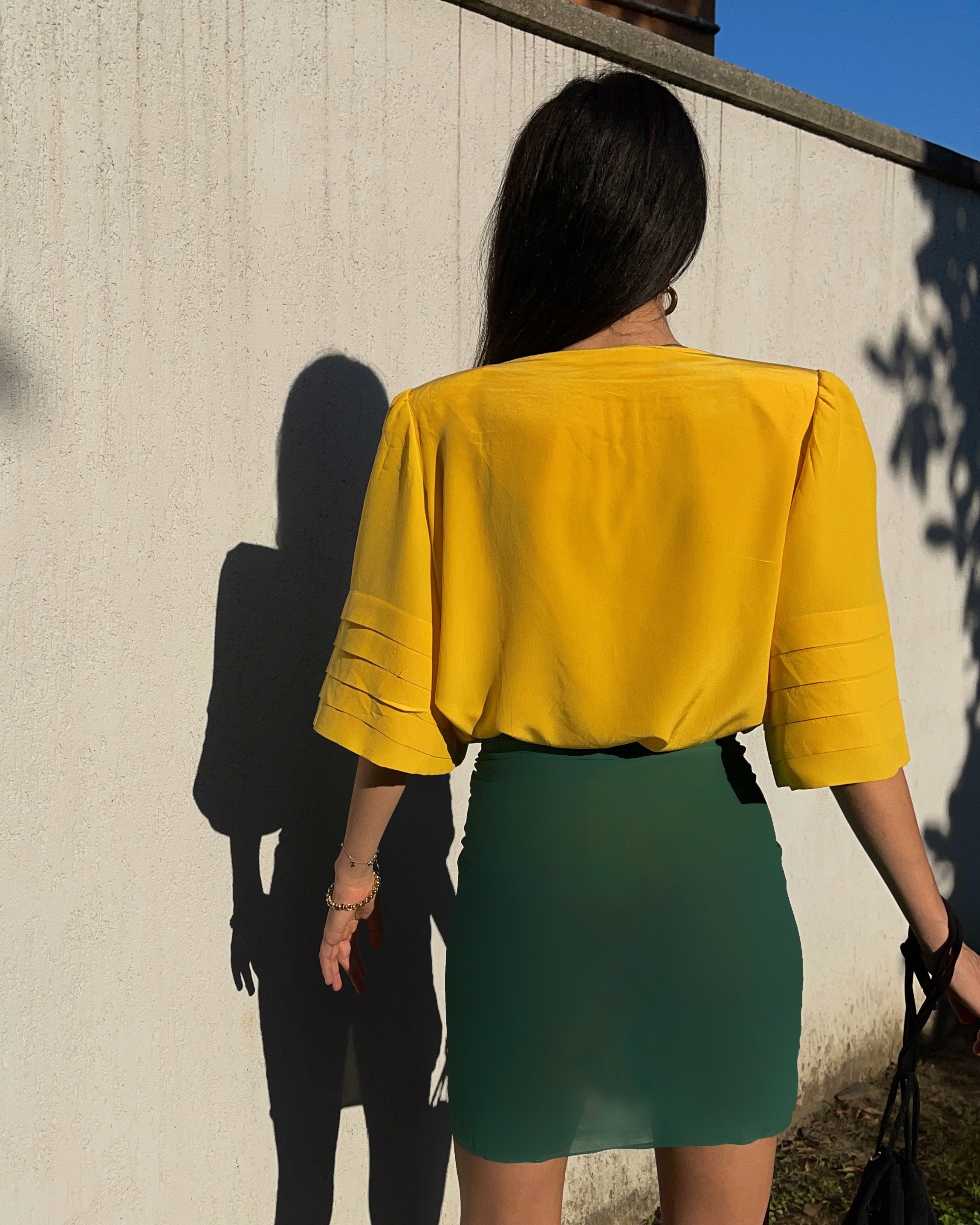 maxi shoulder silk blouse * special price