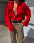 Red silk shirt