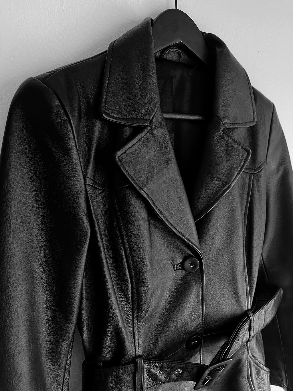 Real leather trench