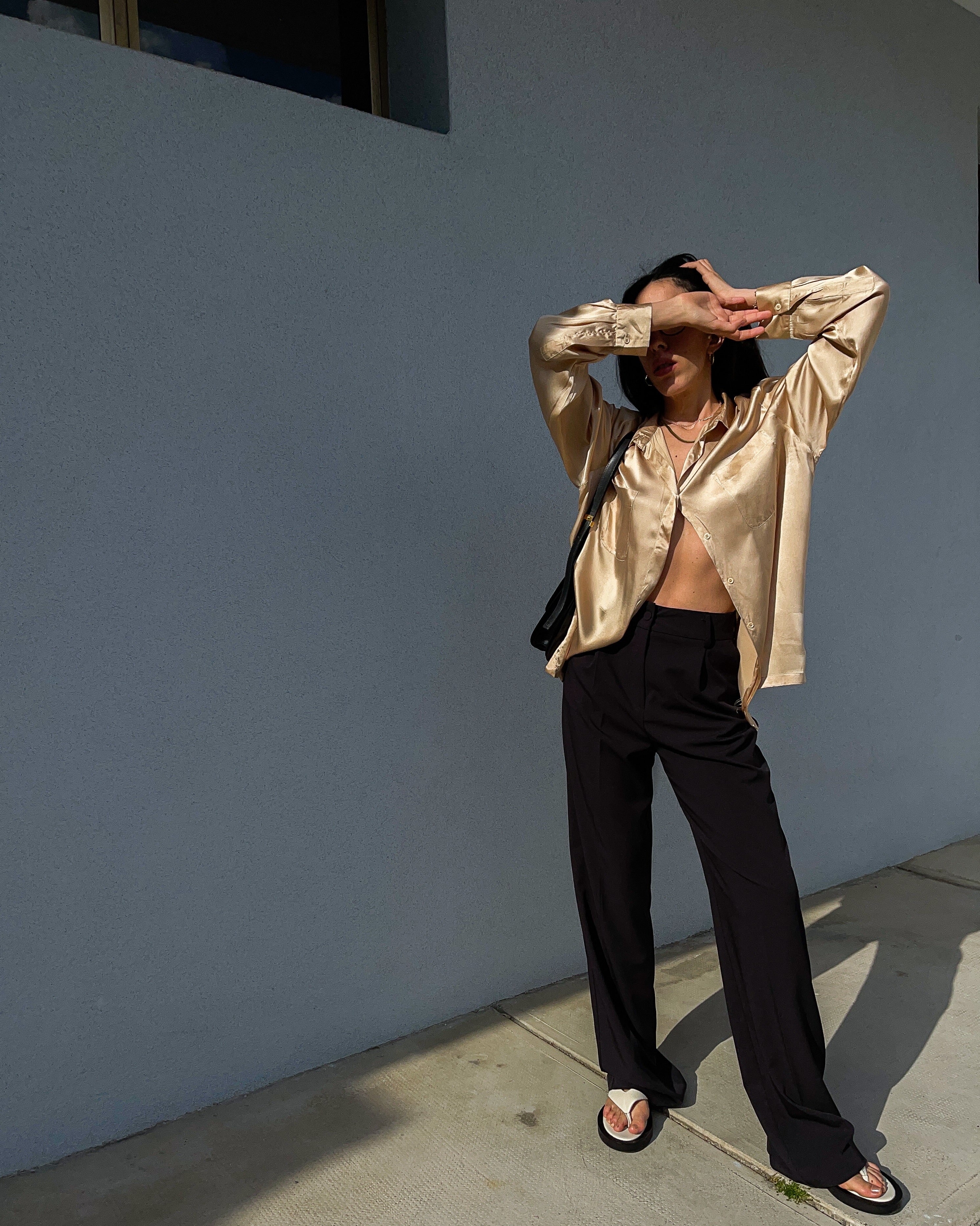 Camicia 100% liquid silk oro