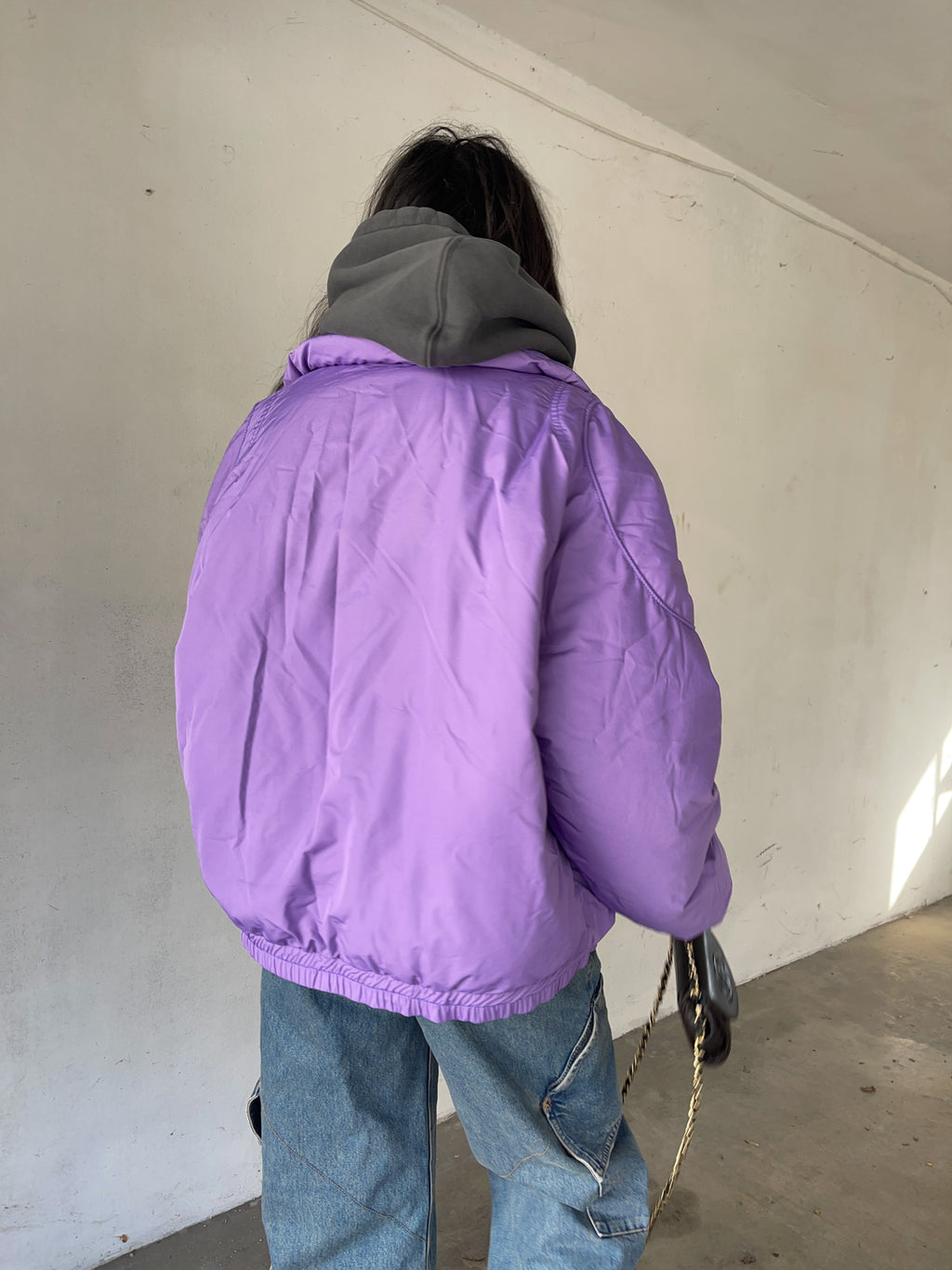 Lilac padded bomber