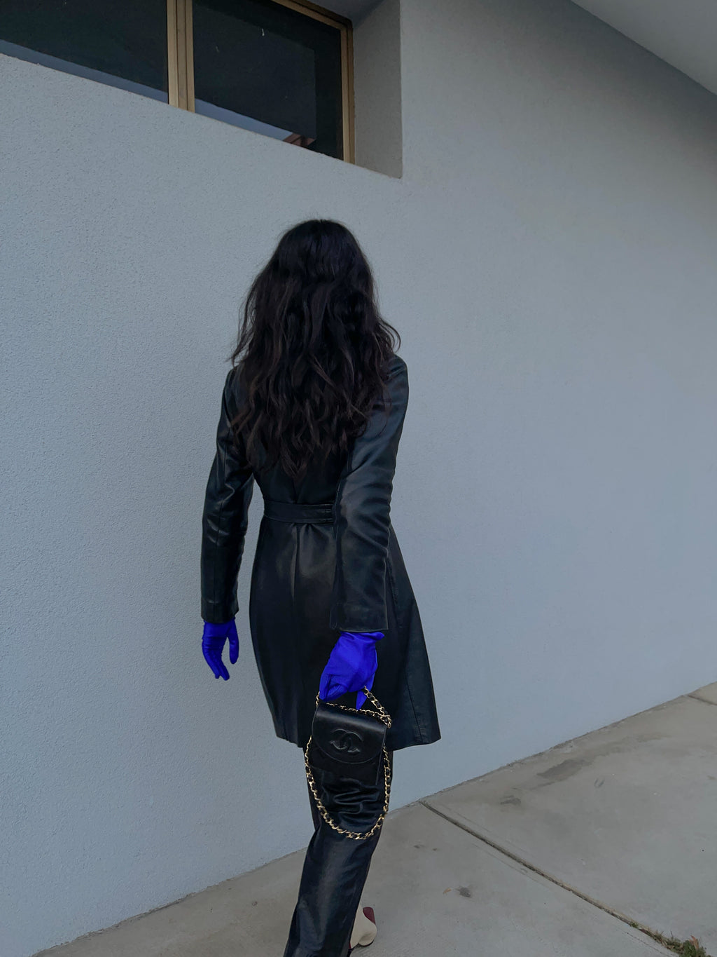 Minimal leather coat