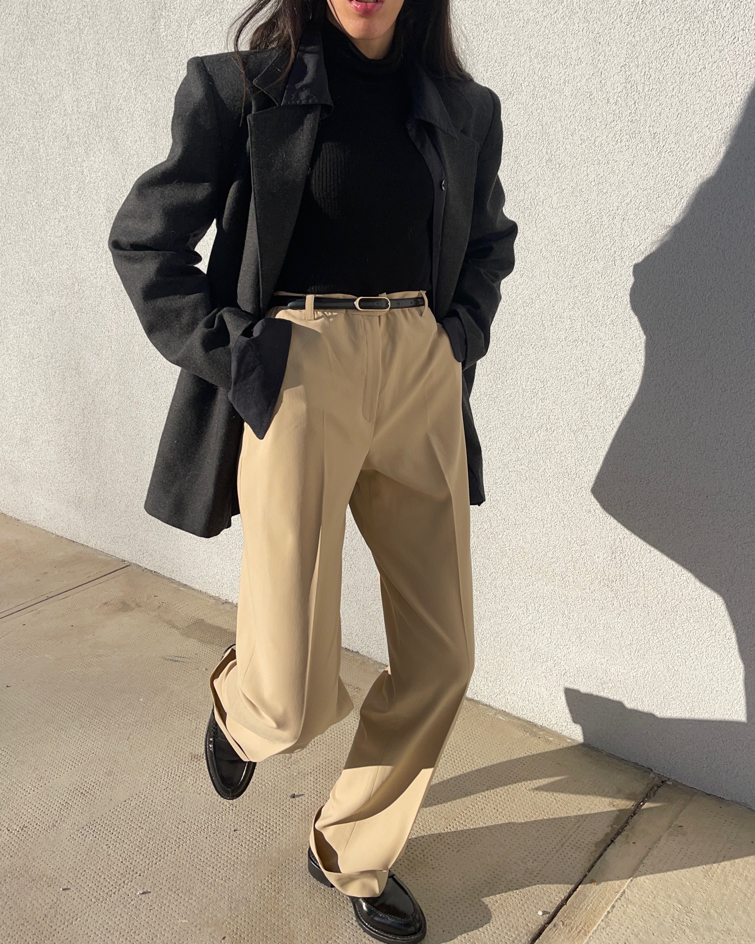 Light wool beige trousers