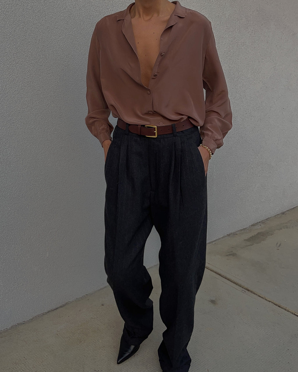 Camicia seta caffellatte