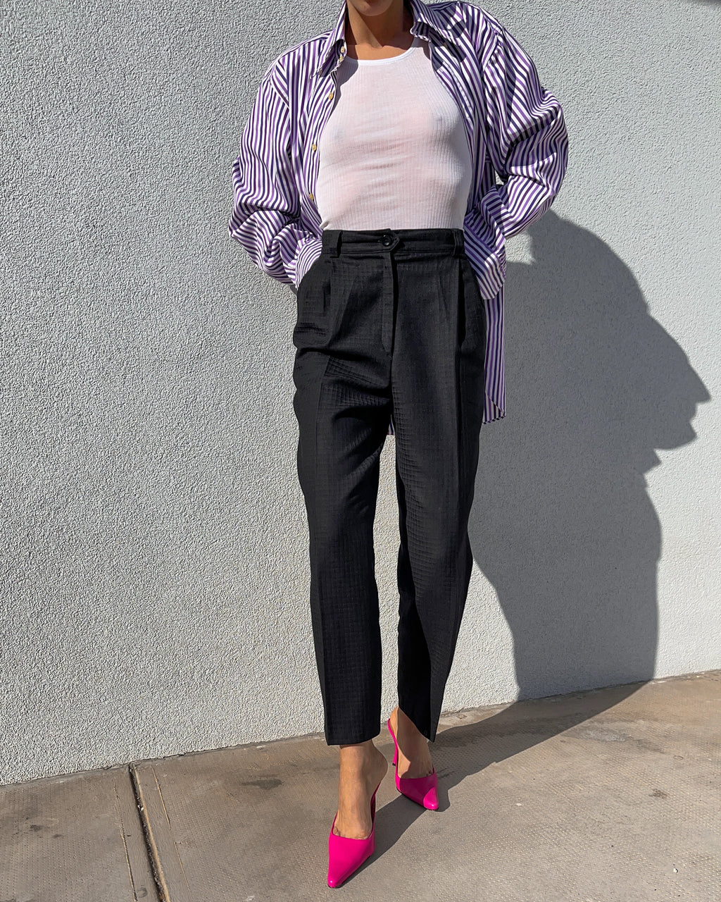 100 wool  jacquard trousers