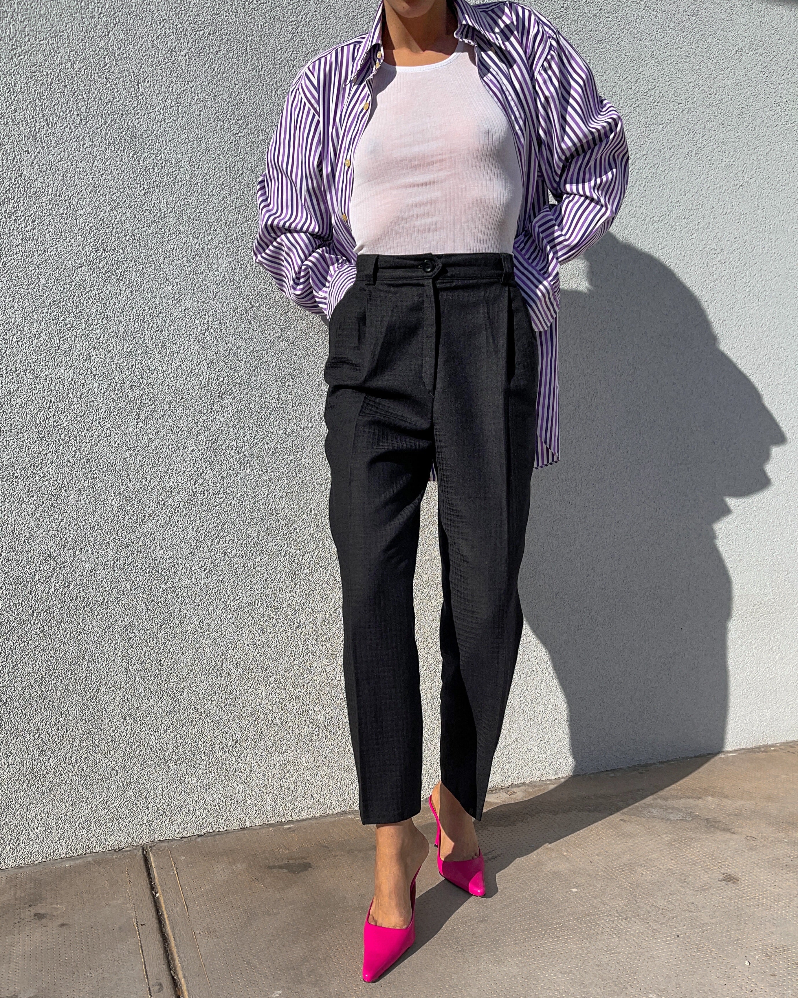 100 wool  jacquard trousers