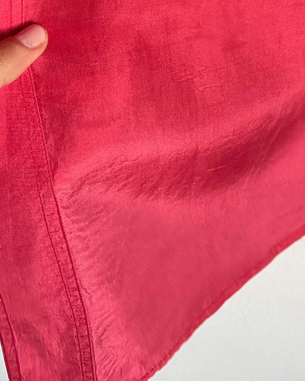 100% silk red button down shirt