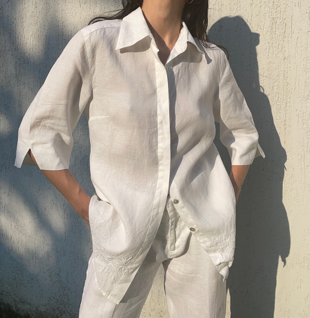 100 linen embroided shirt