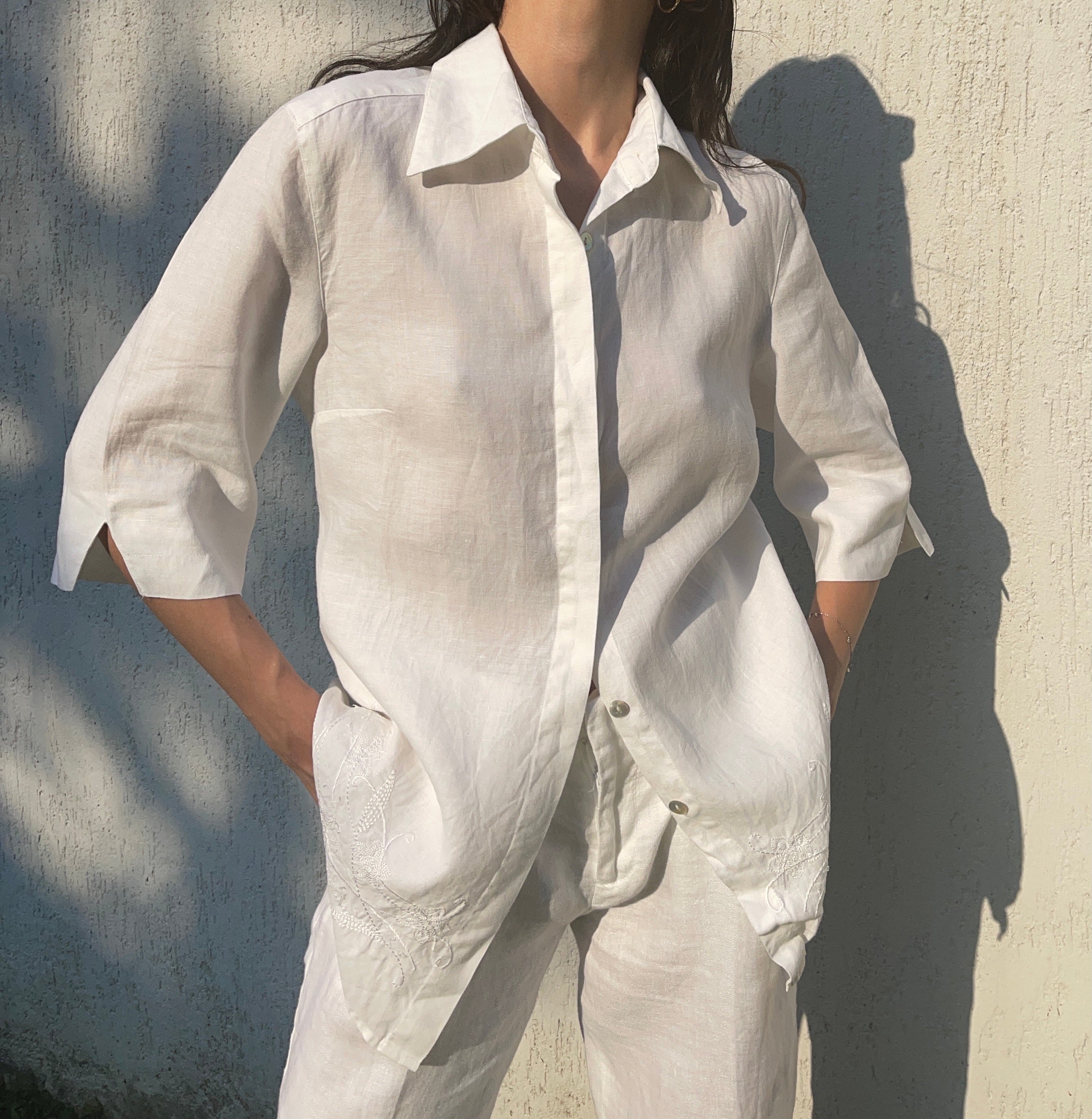 100 linen embroided shirt