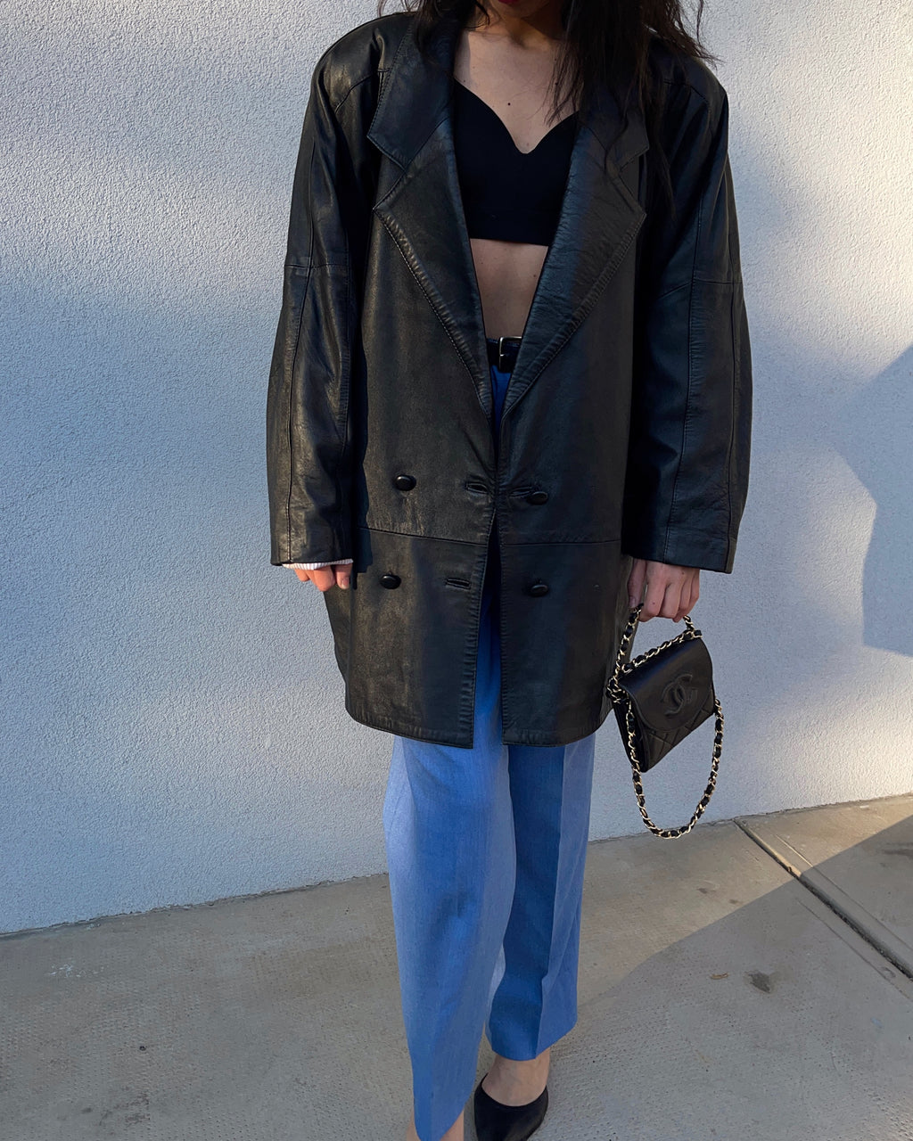 Oversized leather jacket