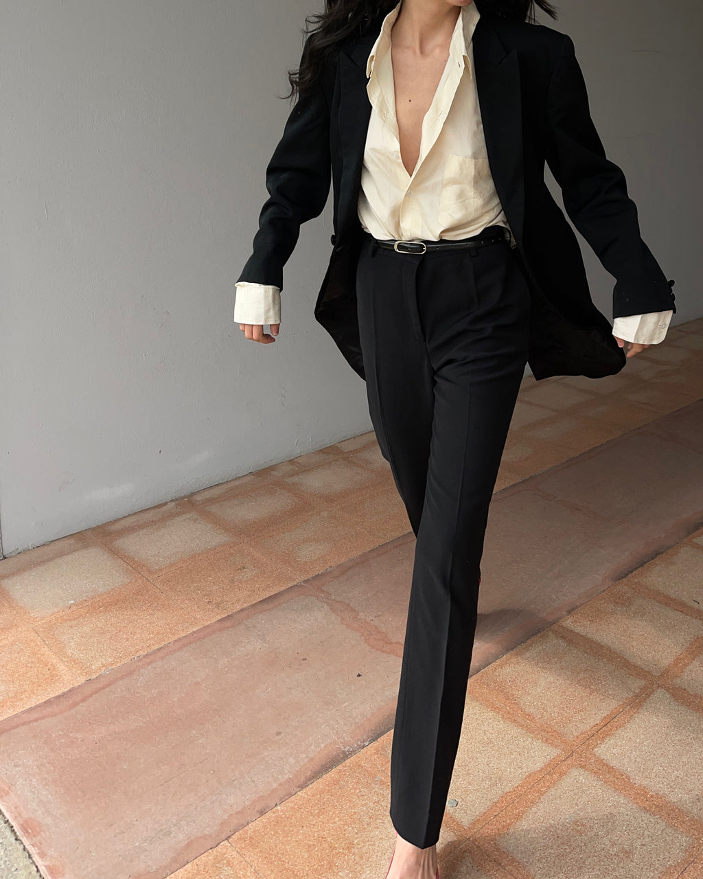Moschino black wool trousers