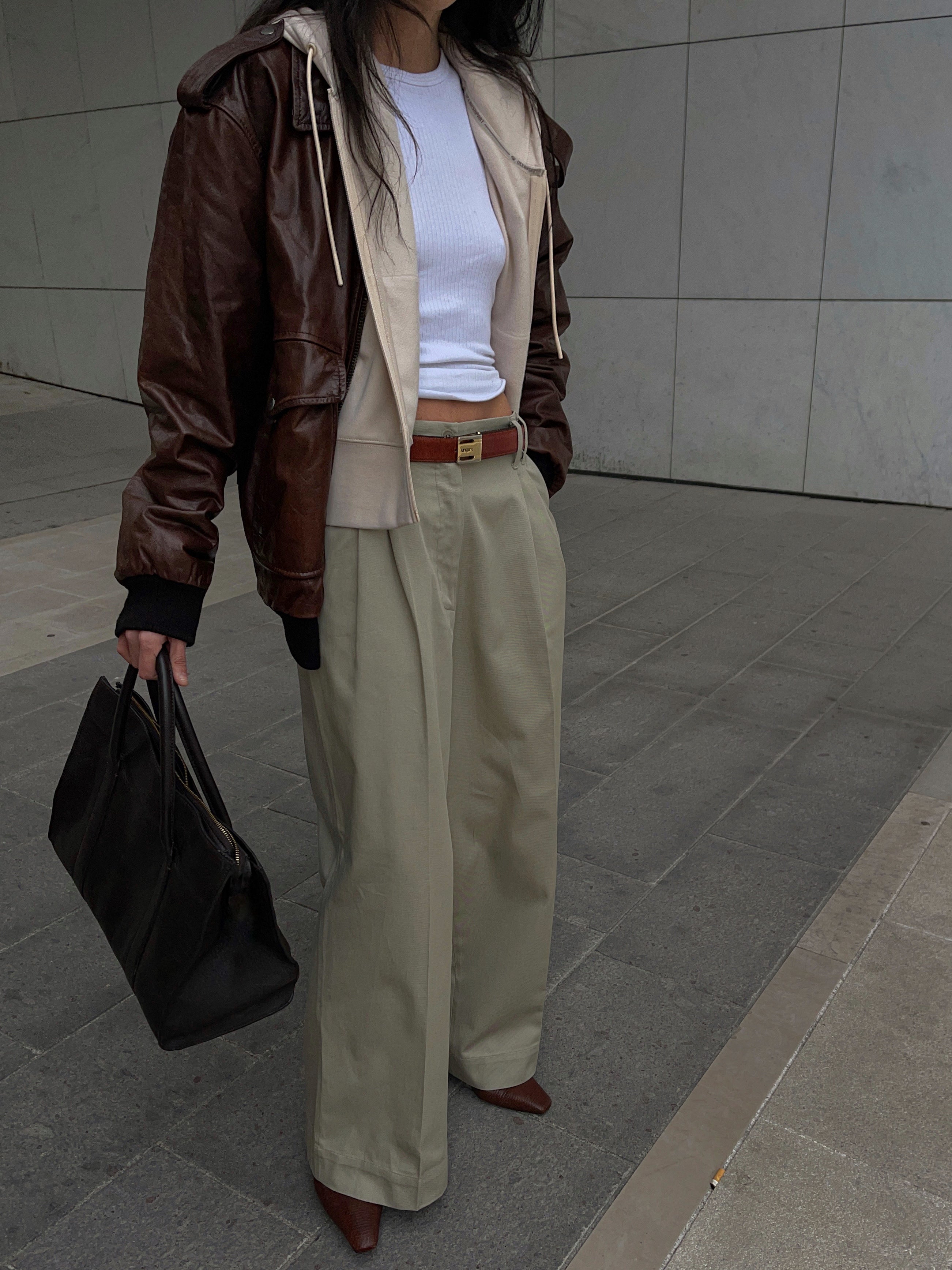 Real leather bomber jacket