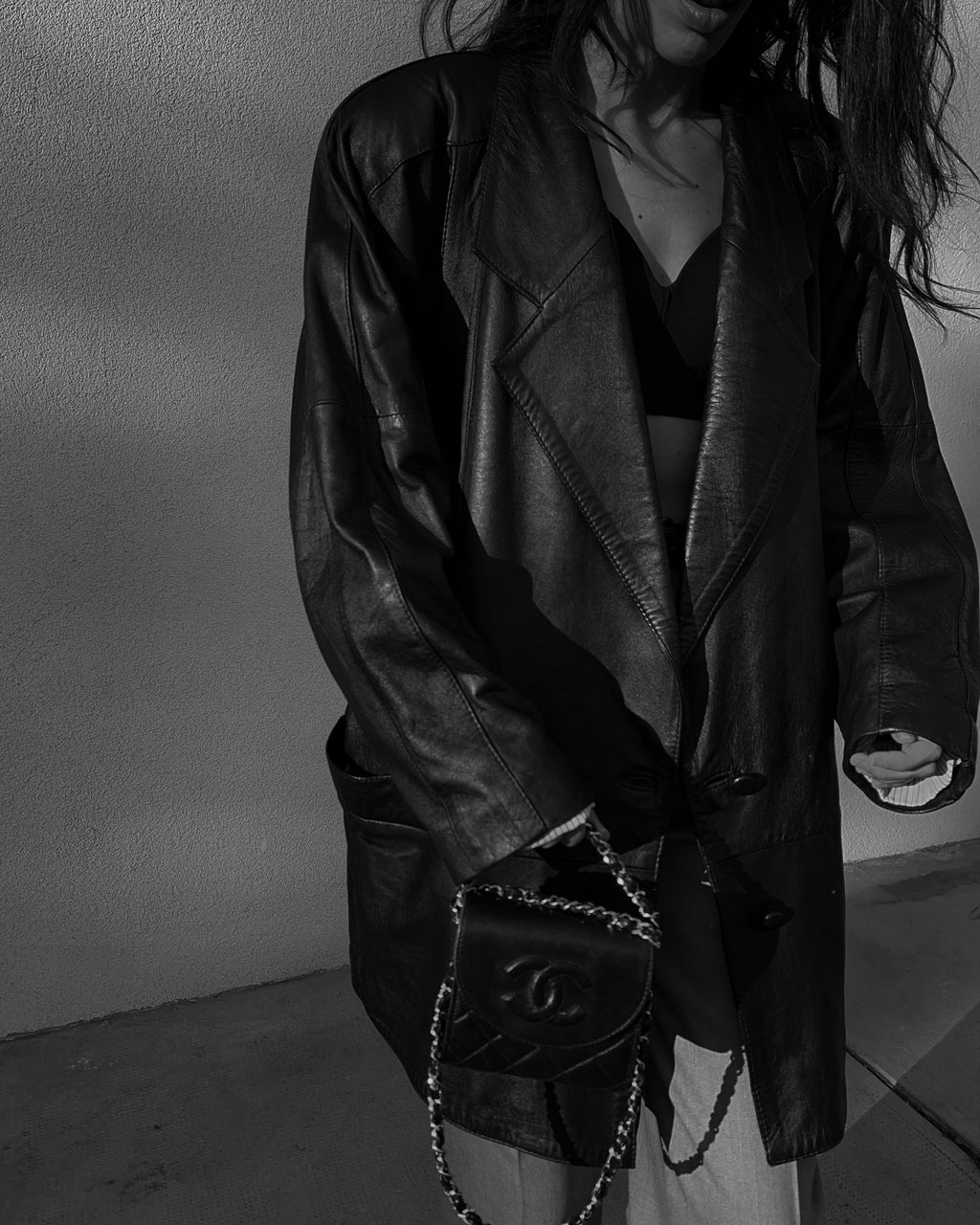 Oversized leather jacket