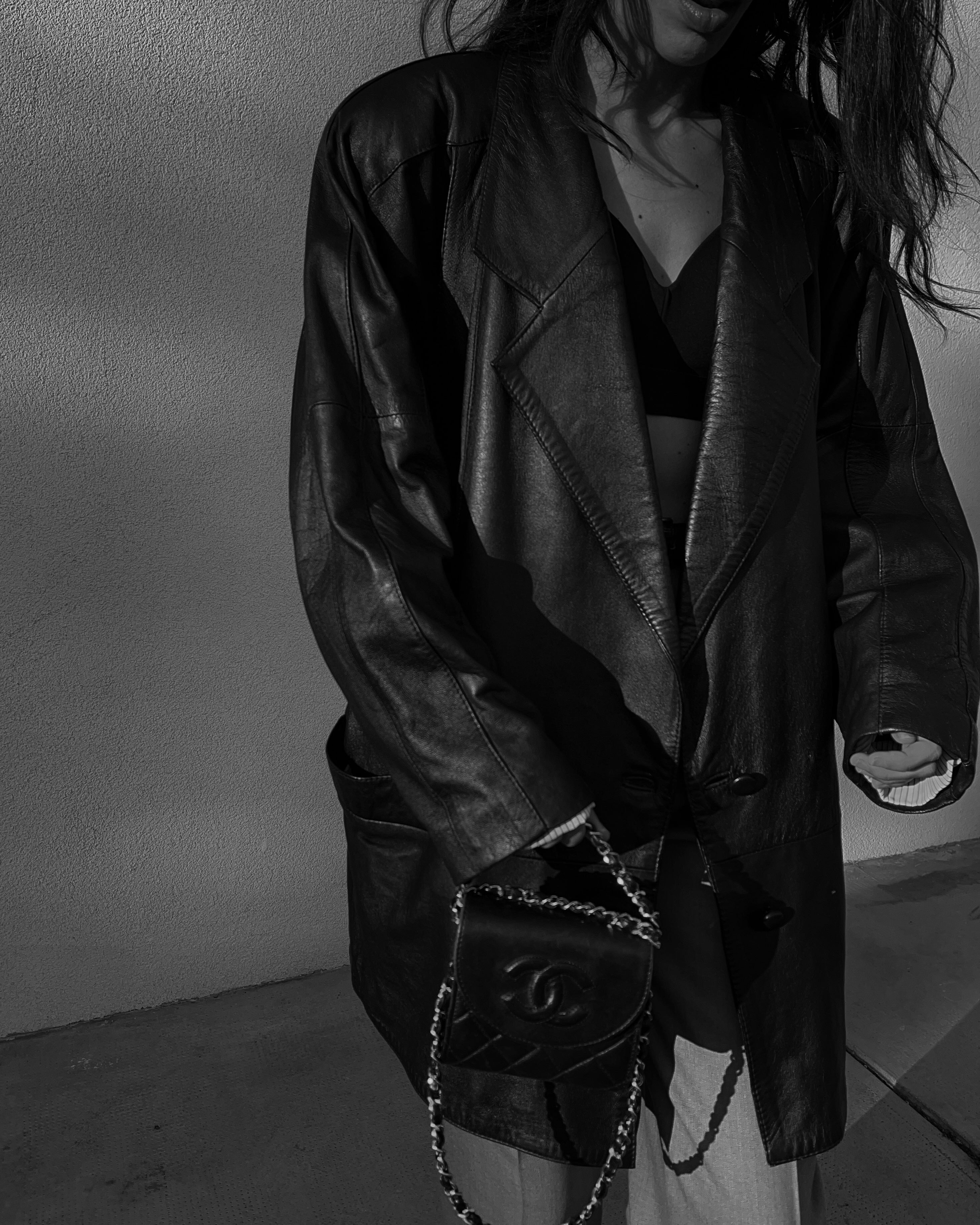 Oversized leather jacket