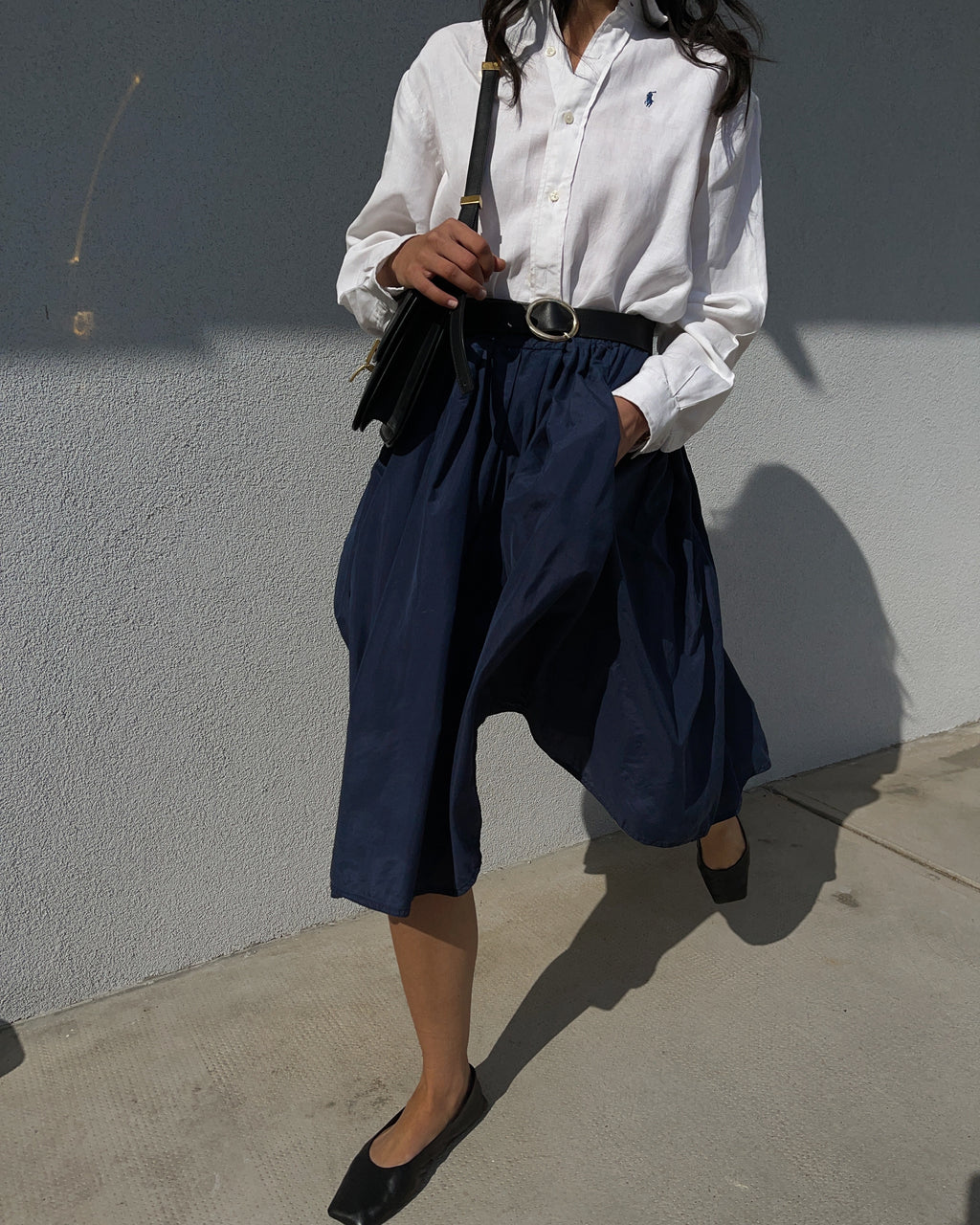 100% silk blue skirt
