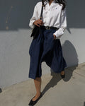 100% silk blue skirt
