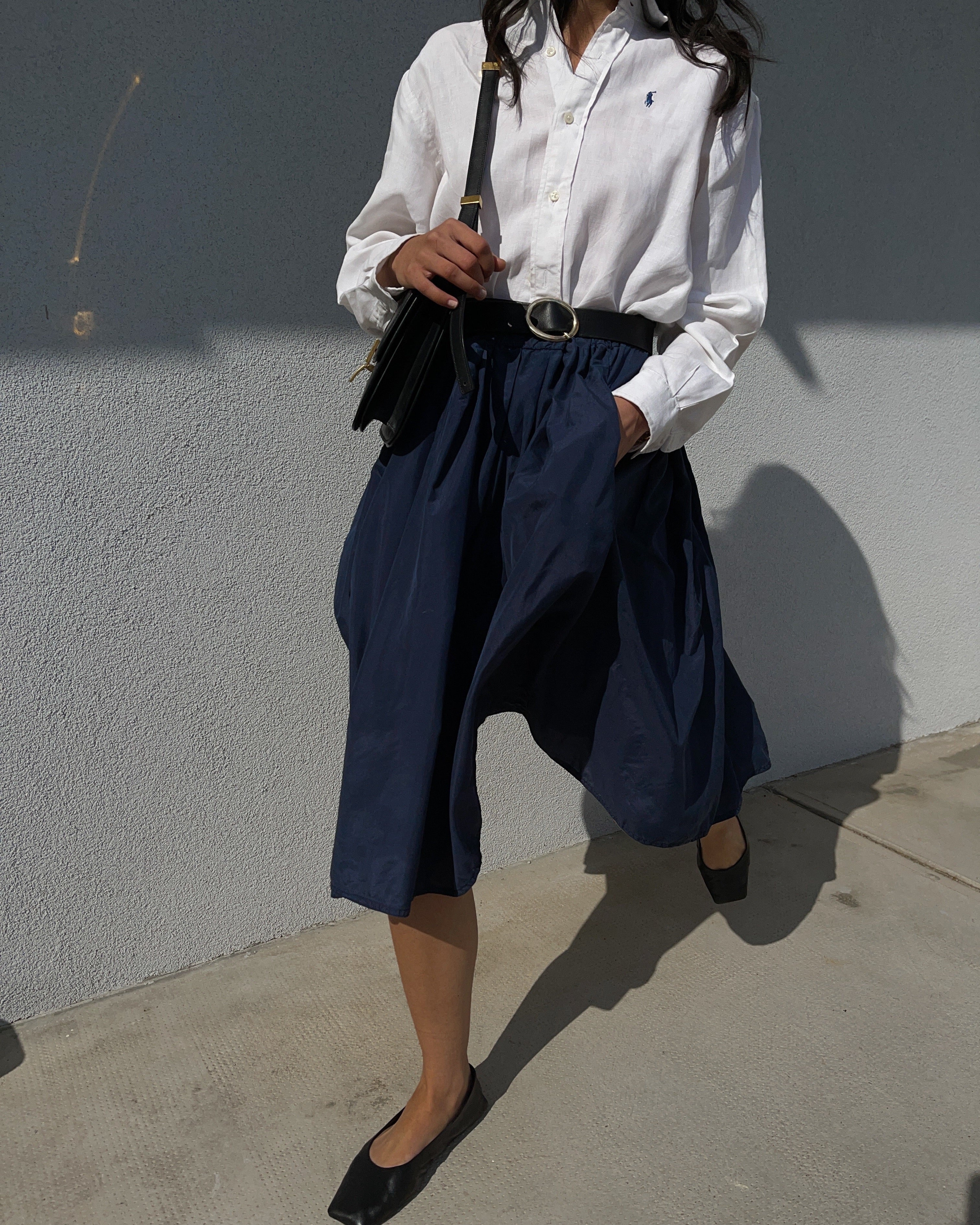 100% silk blue skirt