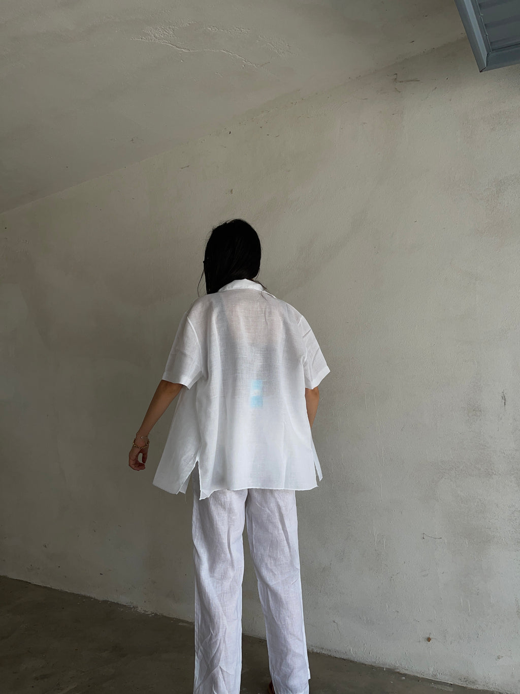 Bowling shirt bianca ricami