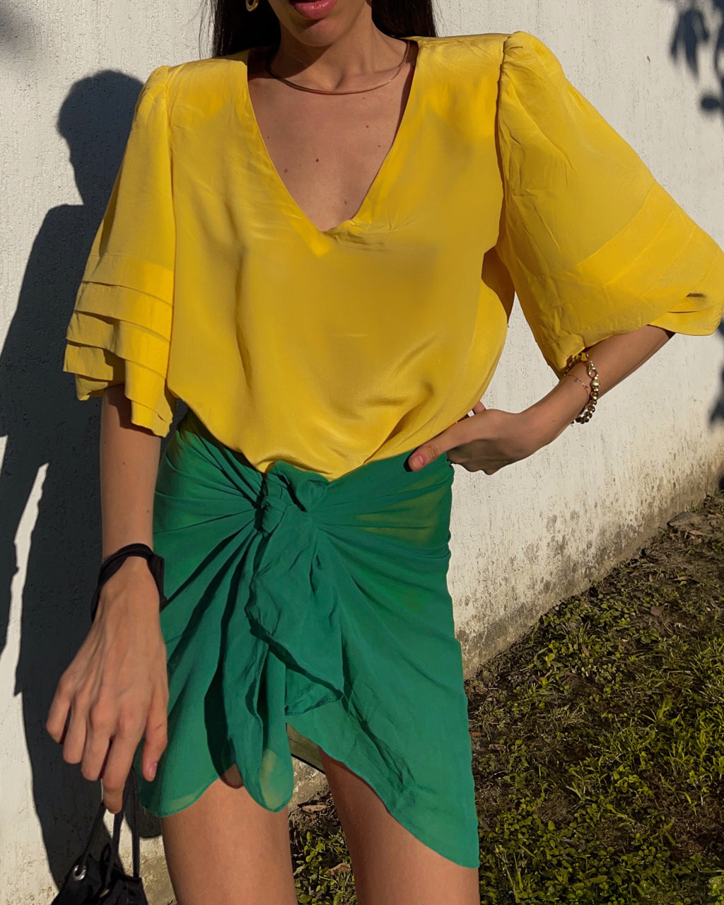 maxi shoulder silk blouse * special price