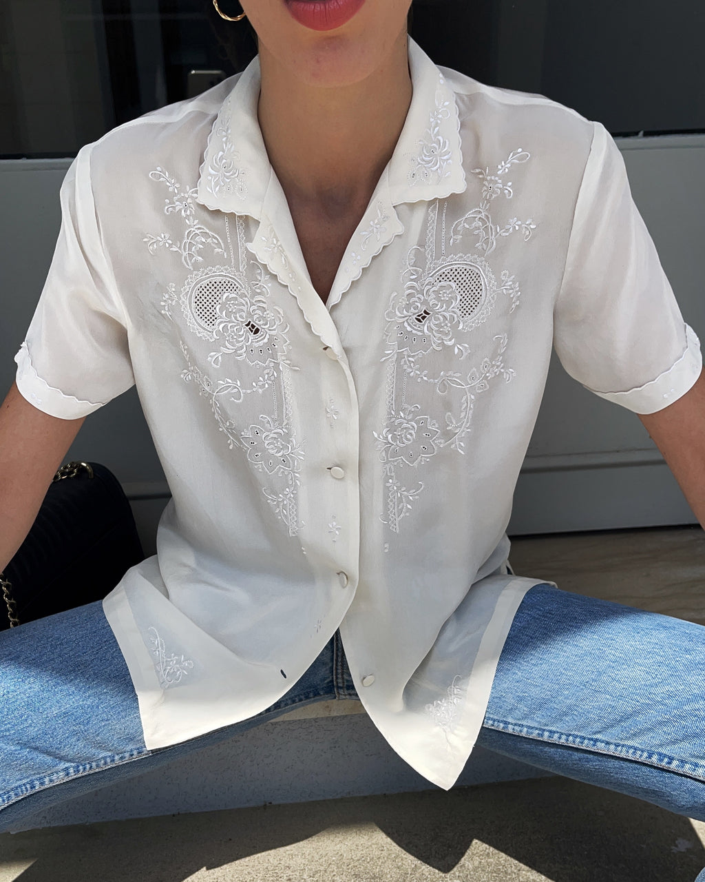 Hand embroided 100 silk shirt