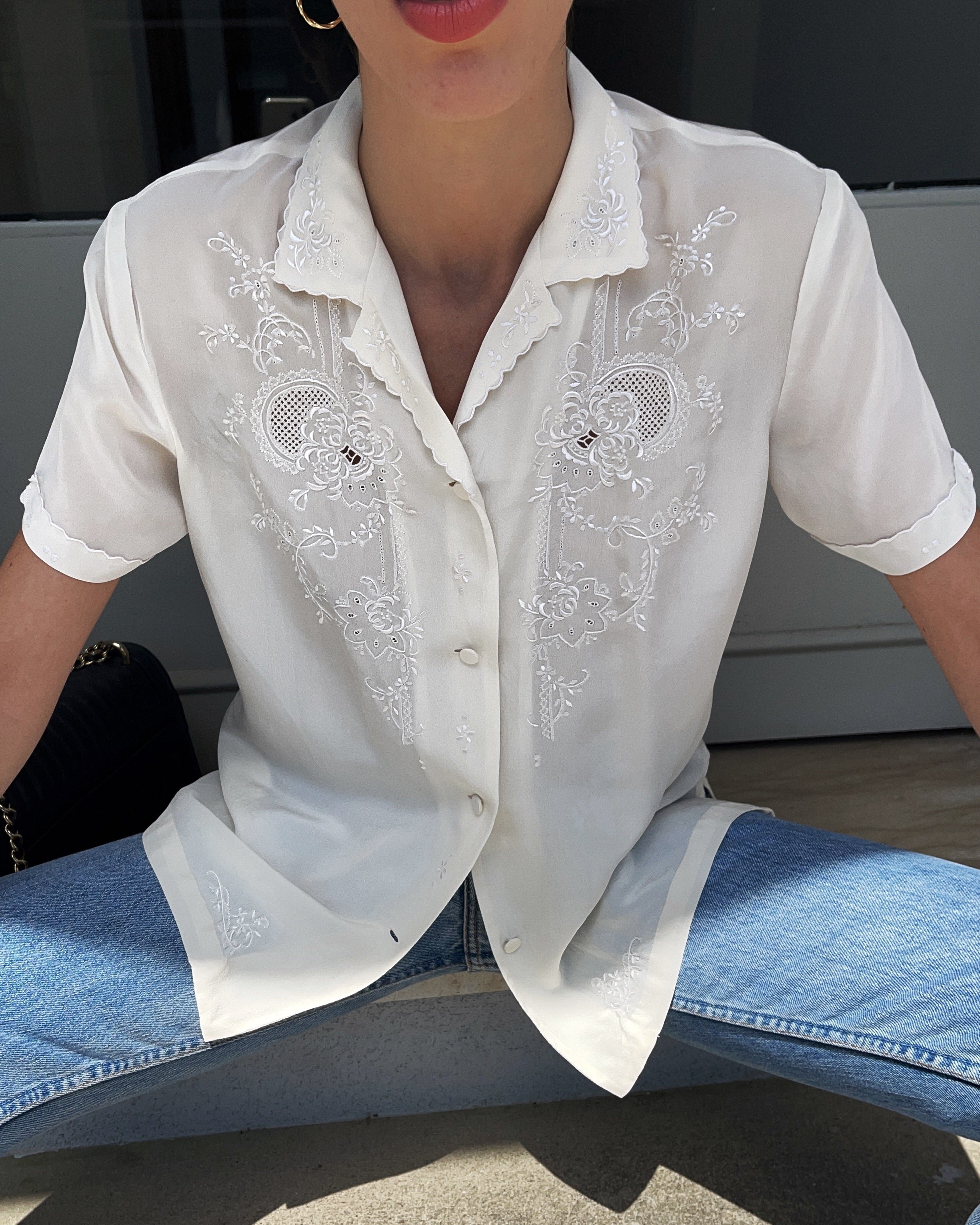 Hand embroided 100 silk shirt