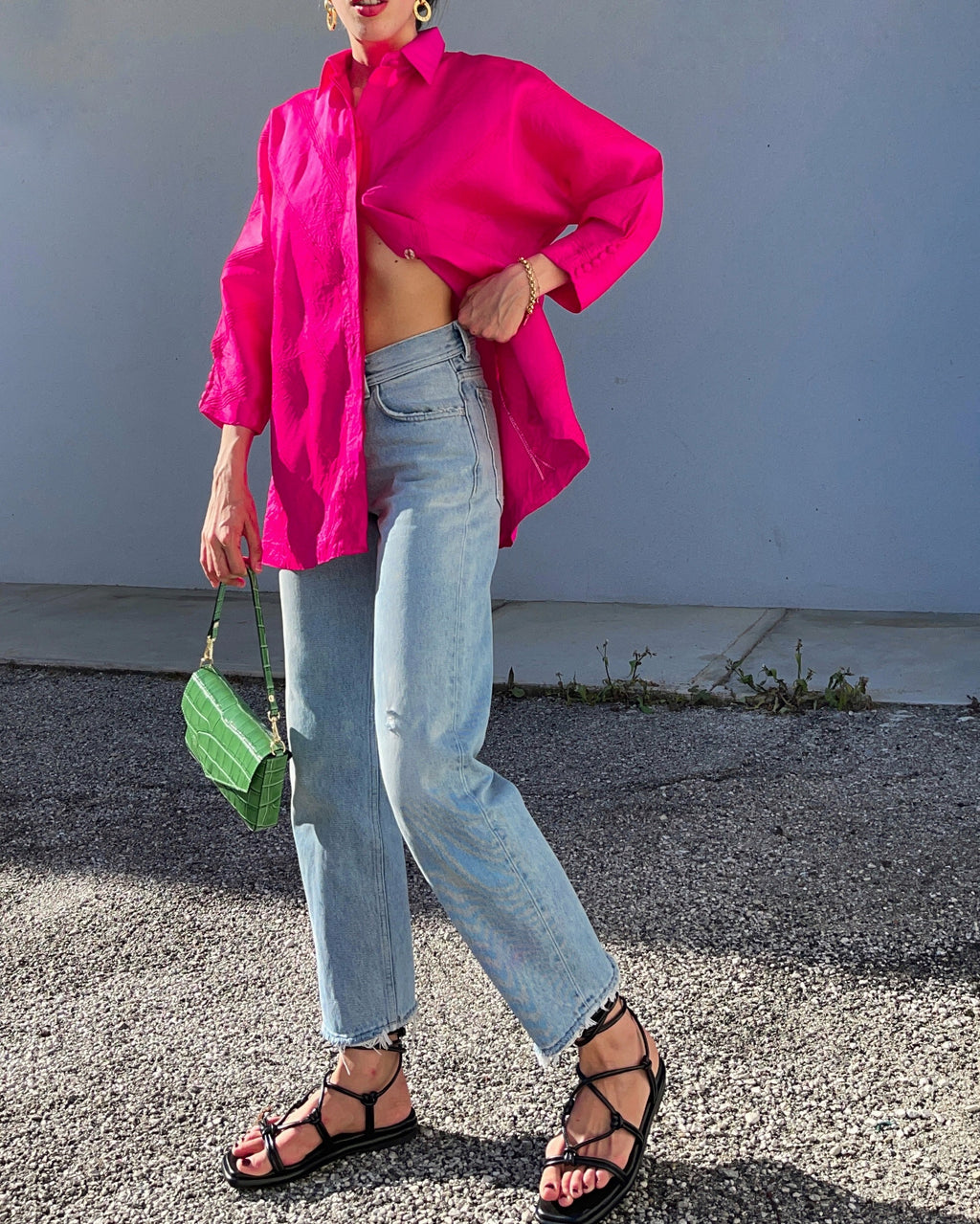 Fucsia button down shirt