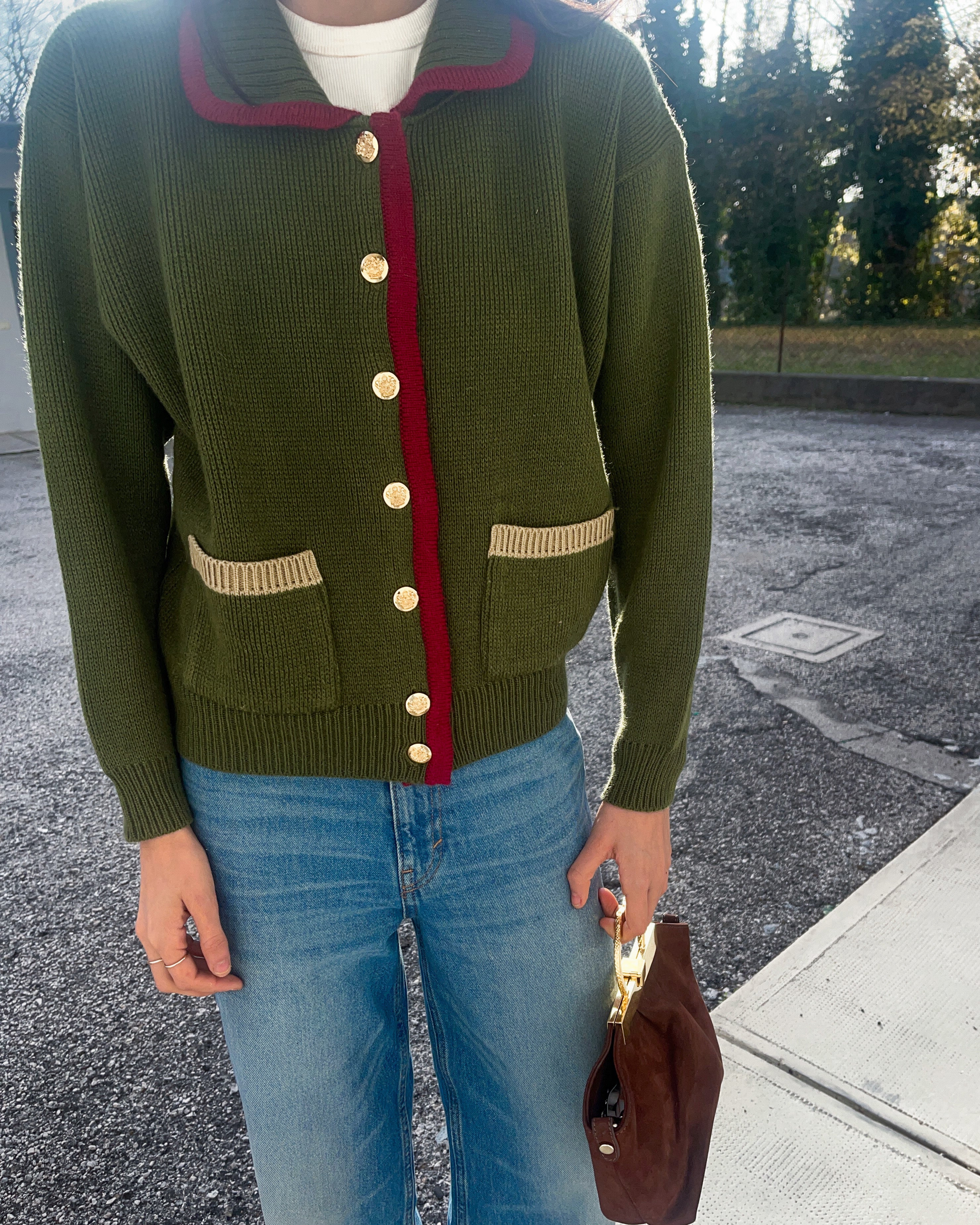 100 wool cropped cardigan