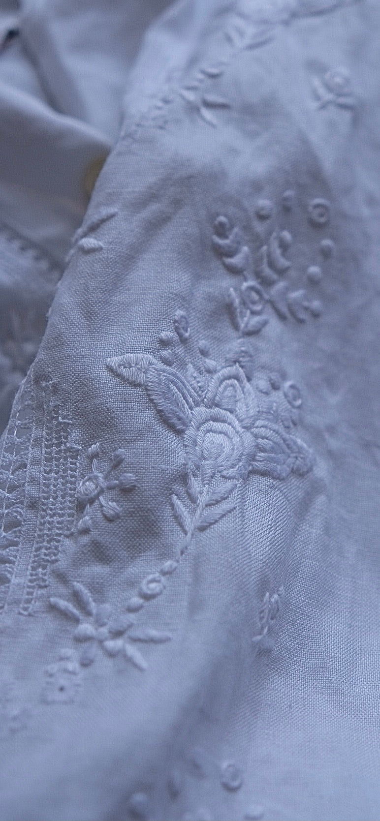 White linen - hand embroided Boxy shirt