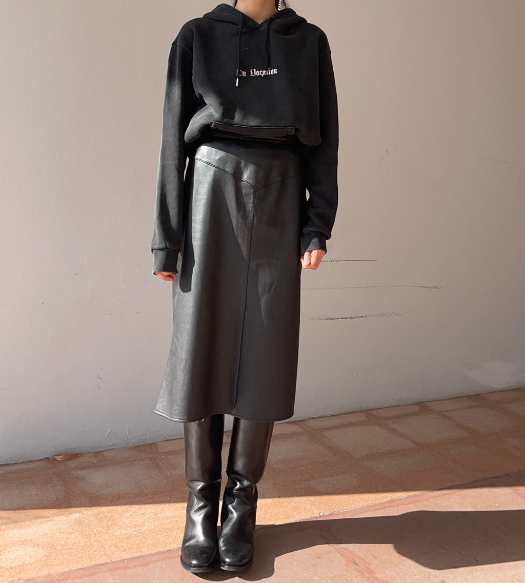 Brown nappa leather skirt