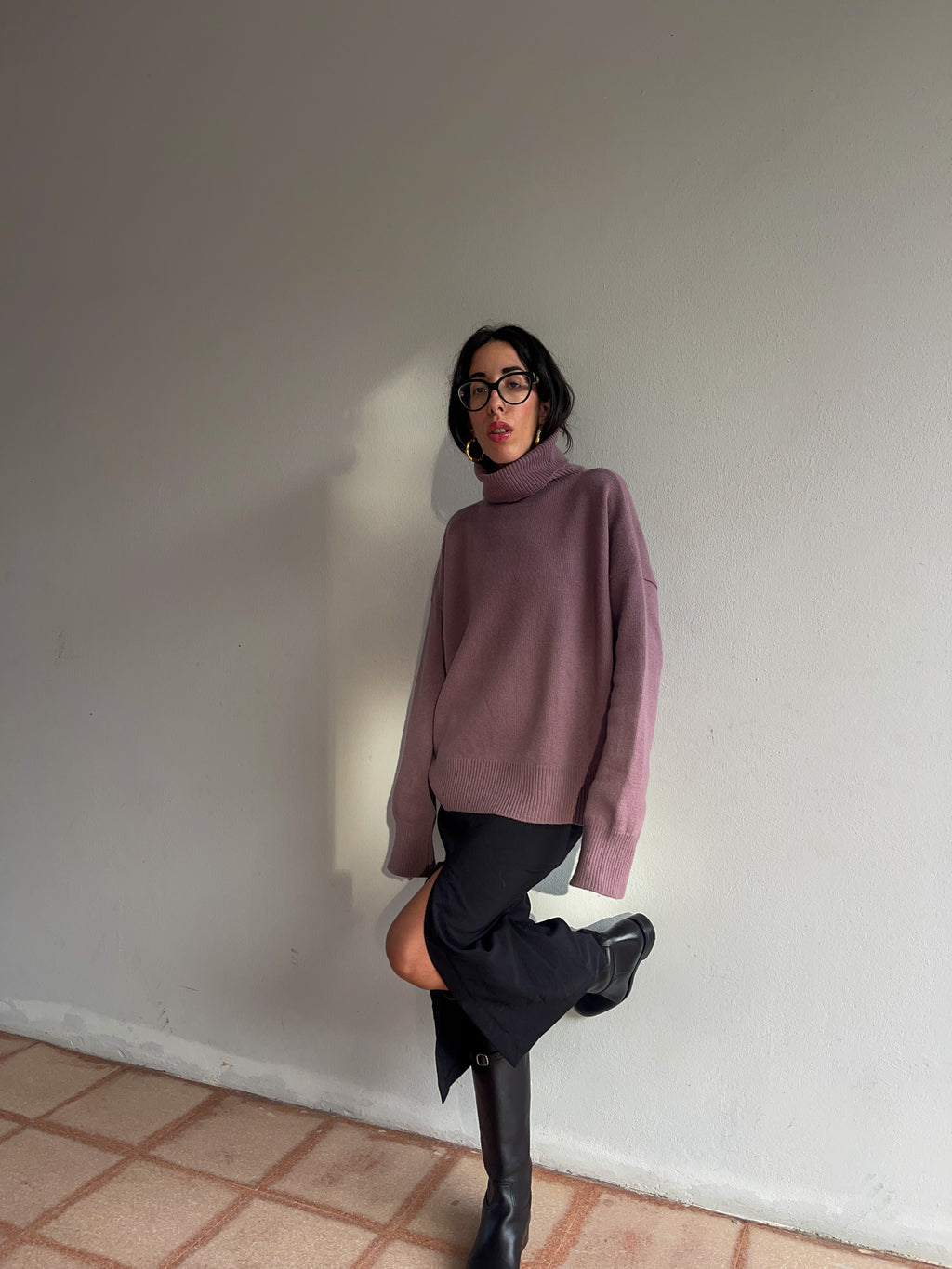 Oversize roll neck jumper
