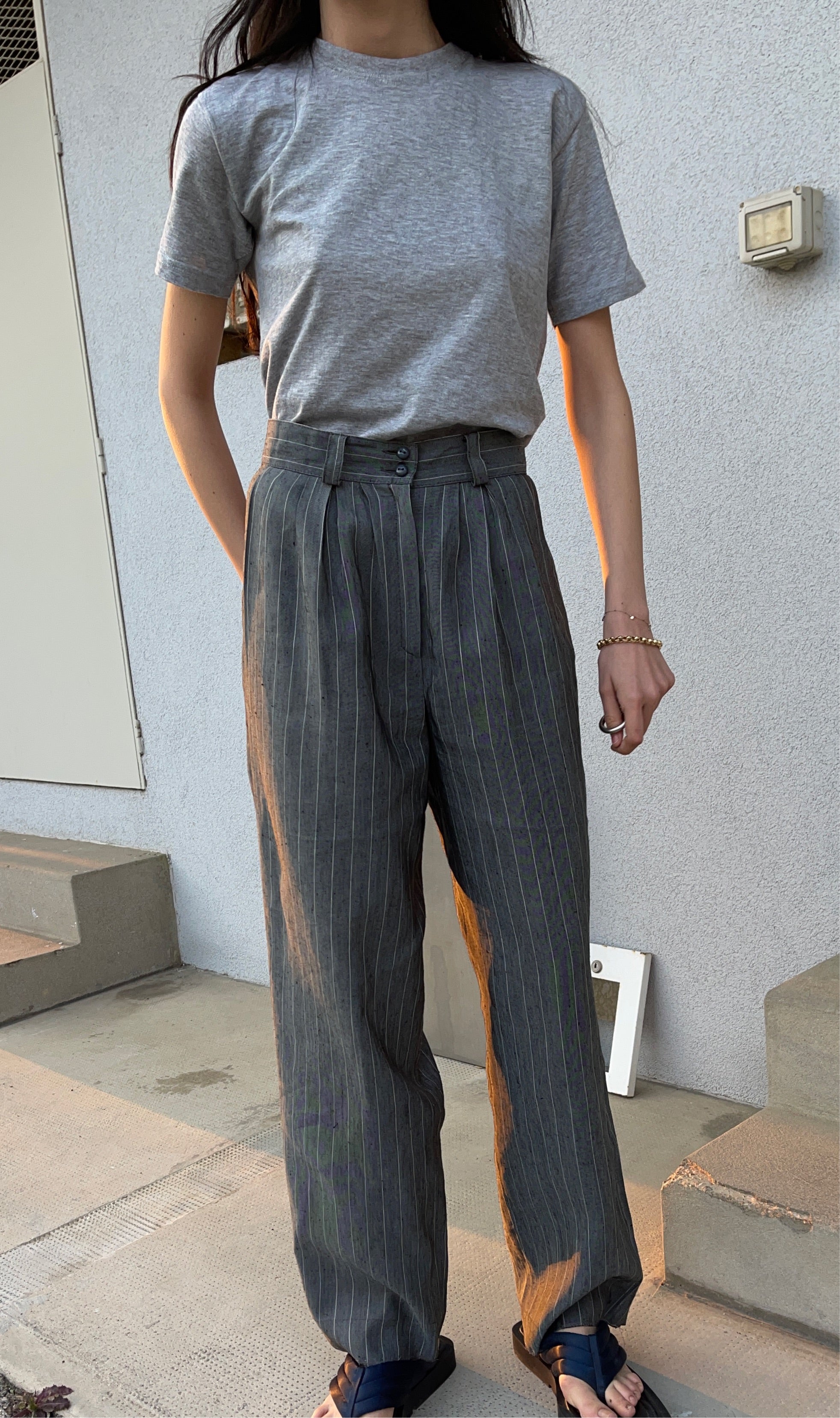 Pantaloni gessati Lino