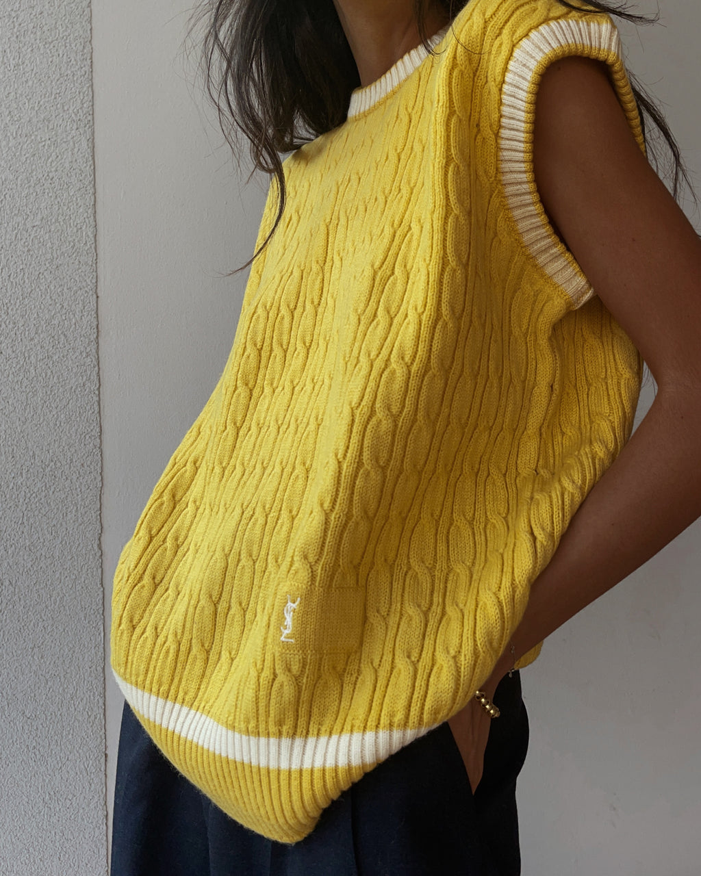 Ysl yellow wool vest