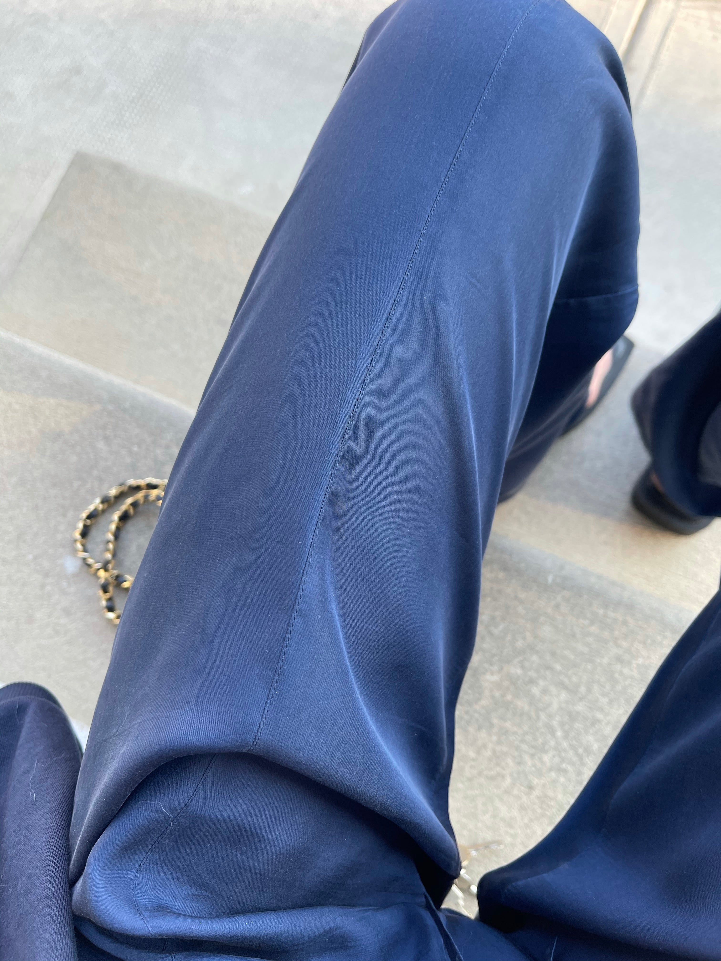 100 silk blue trousers