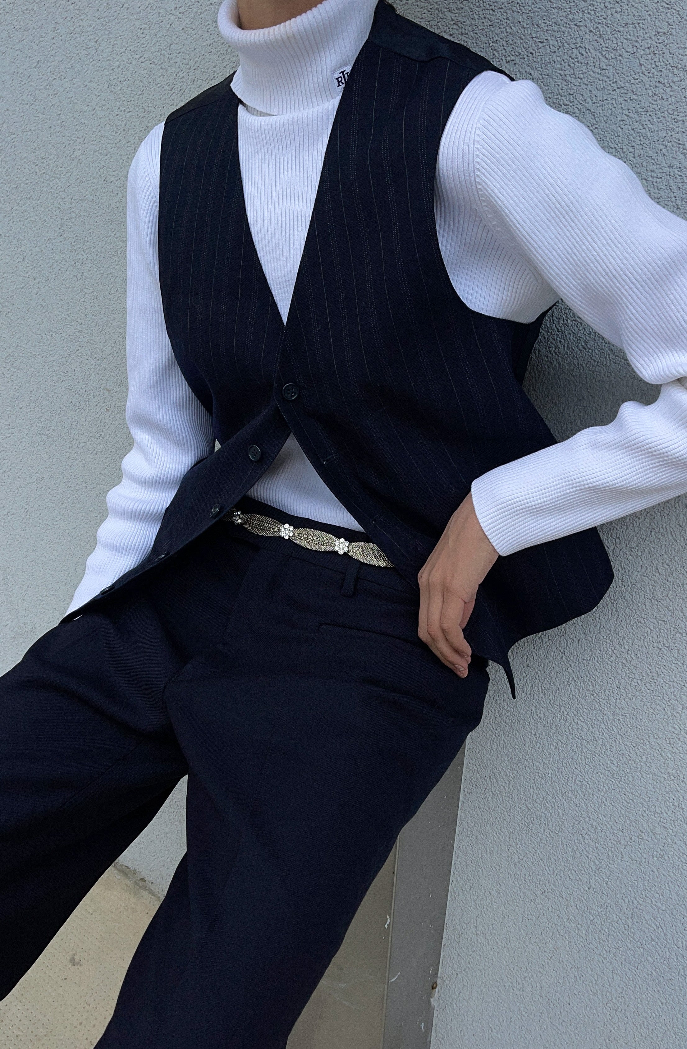 Gilet gessato lana