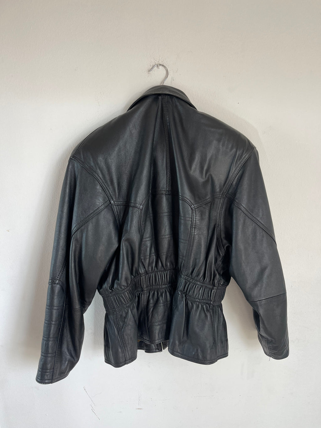 Leather bomber jacket