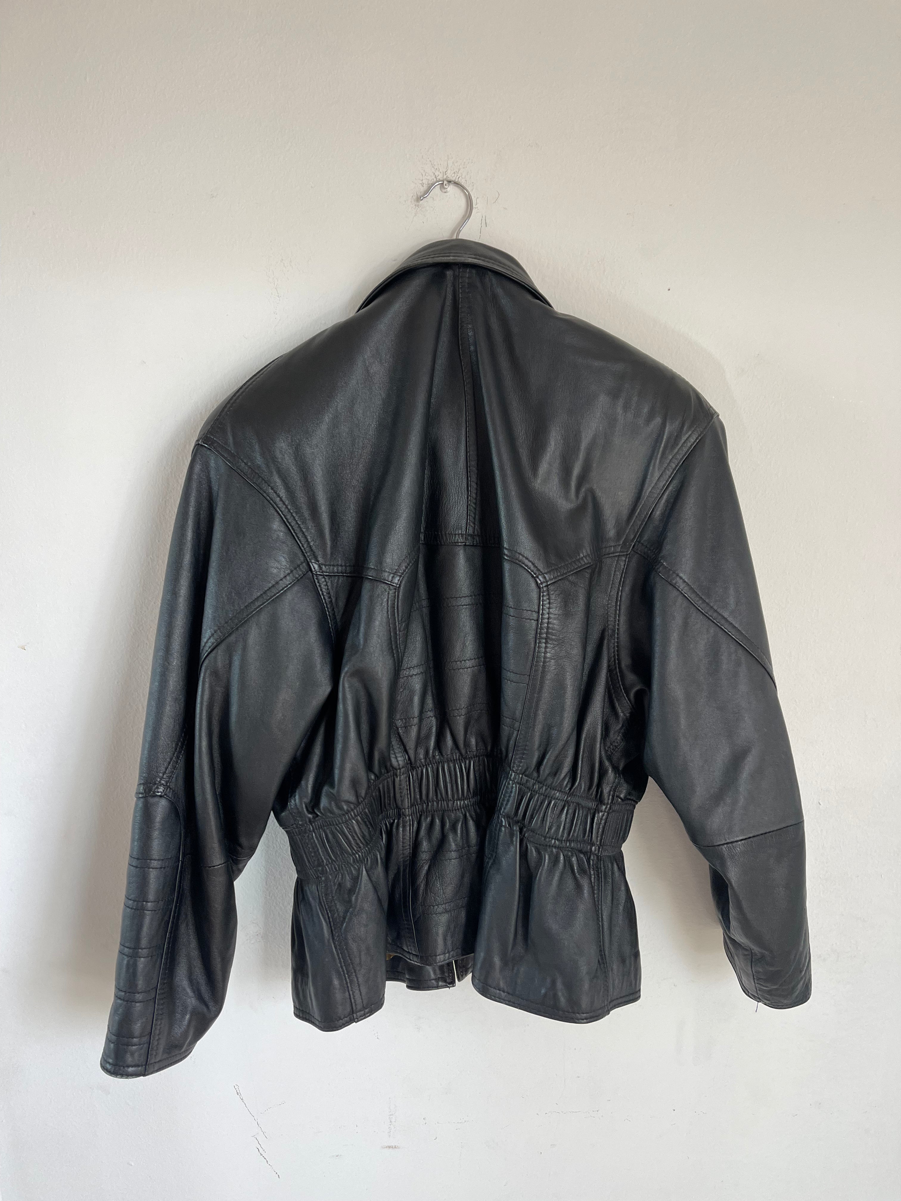 Leather bomber jacket