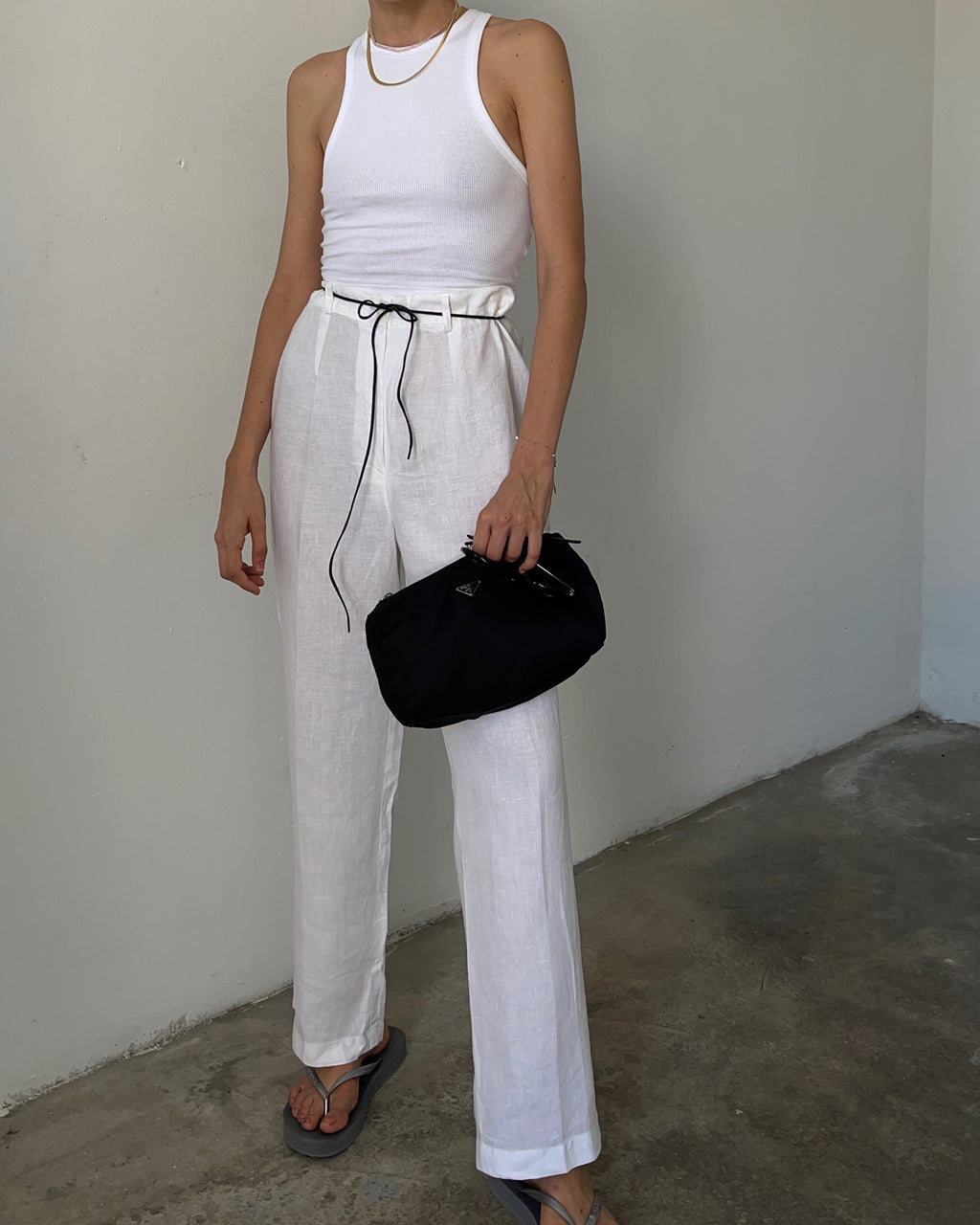 White  linen trousers