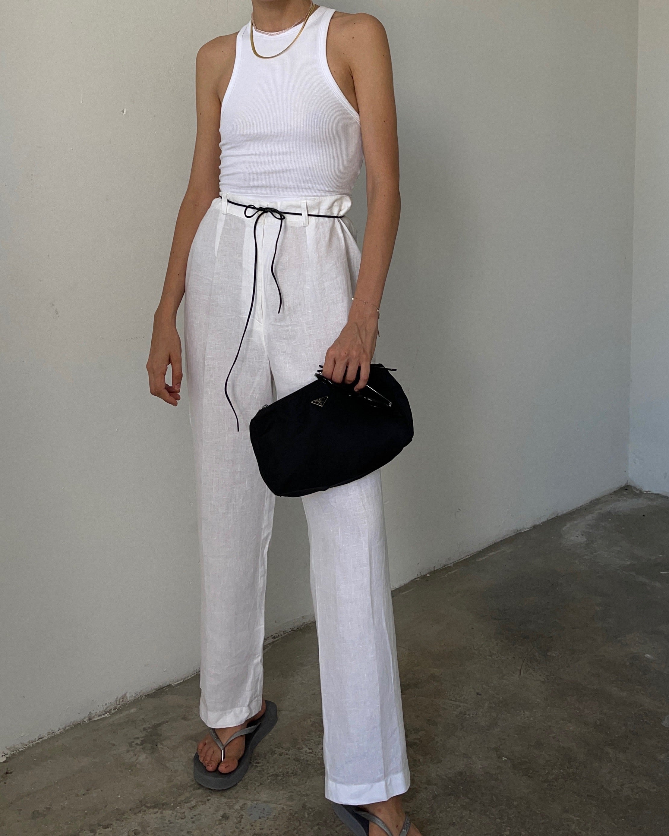White  linen trousers