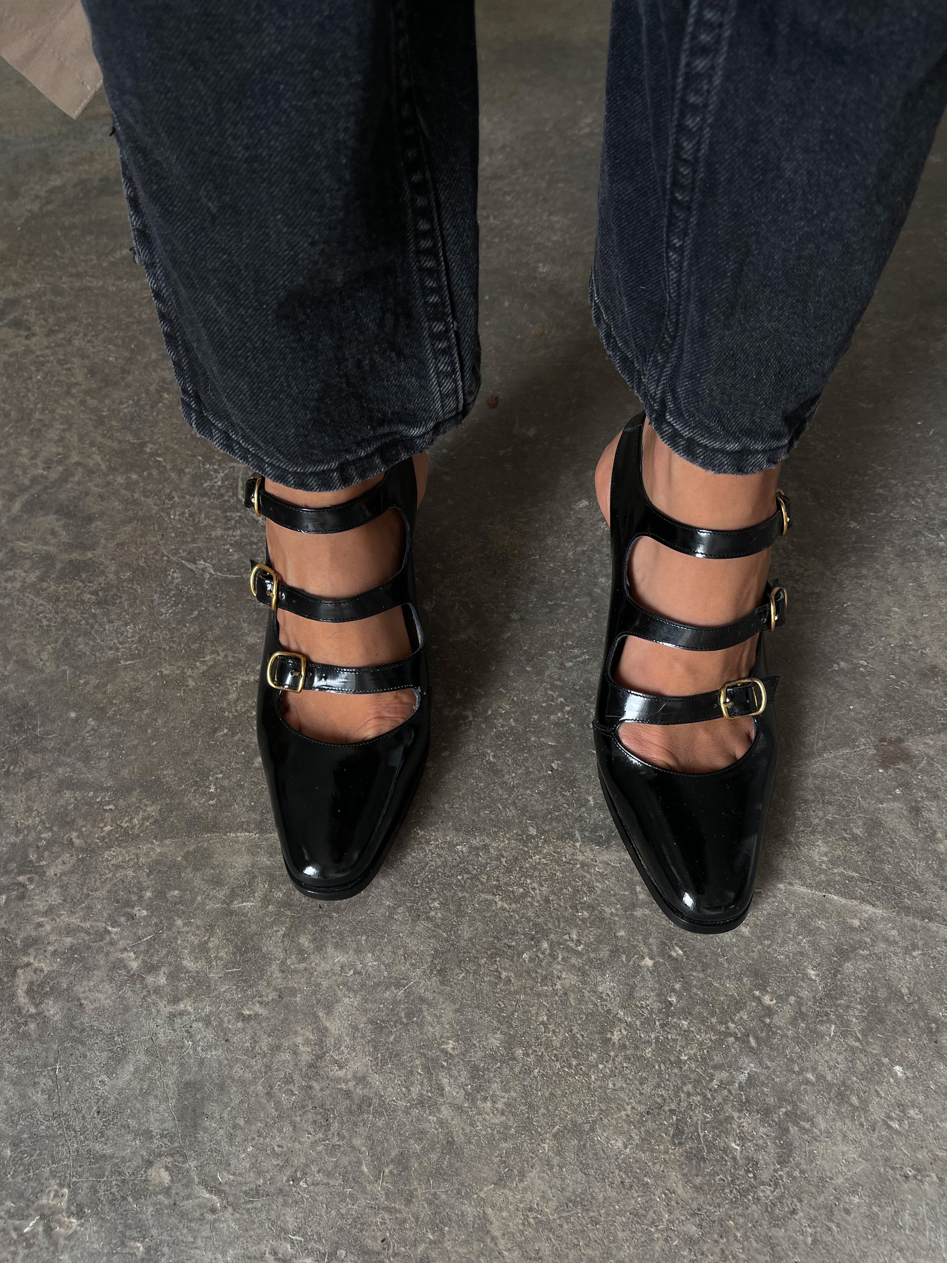 Black patent leather Mary Jane