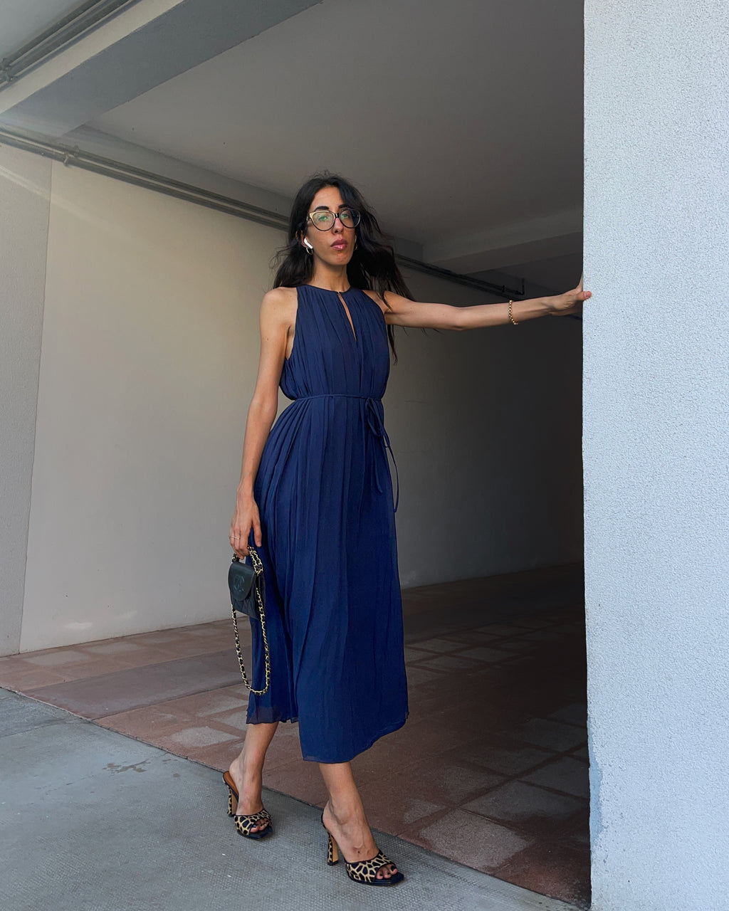 100% silk blue dress