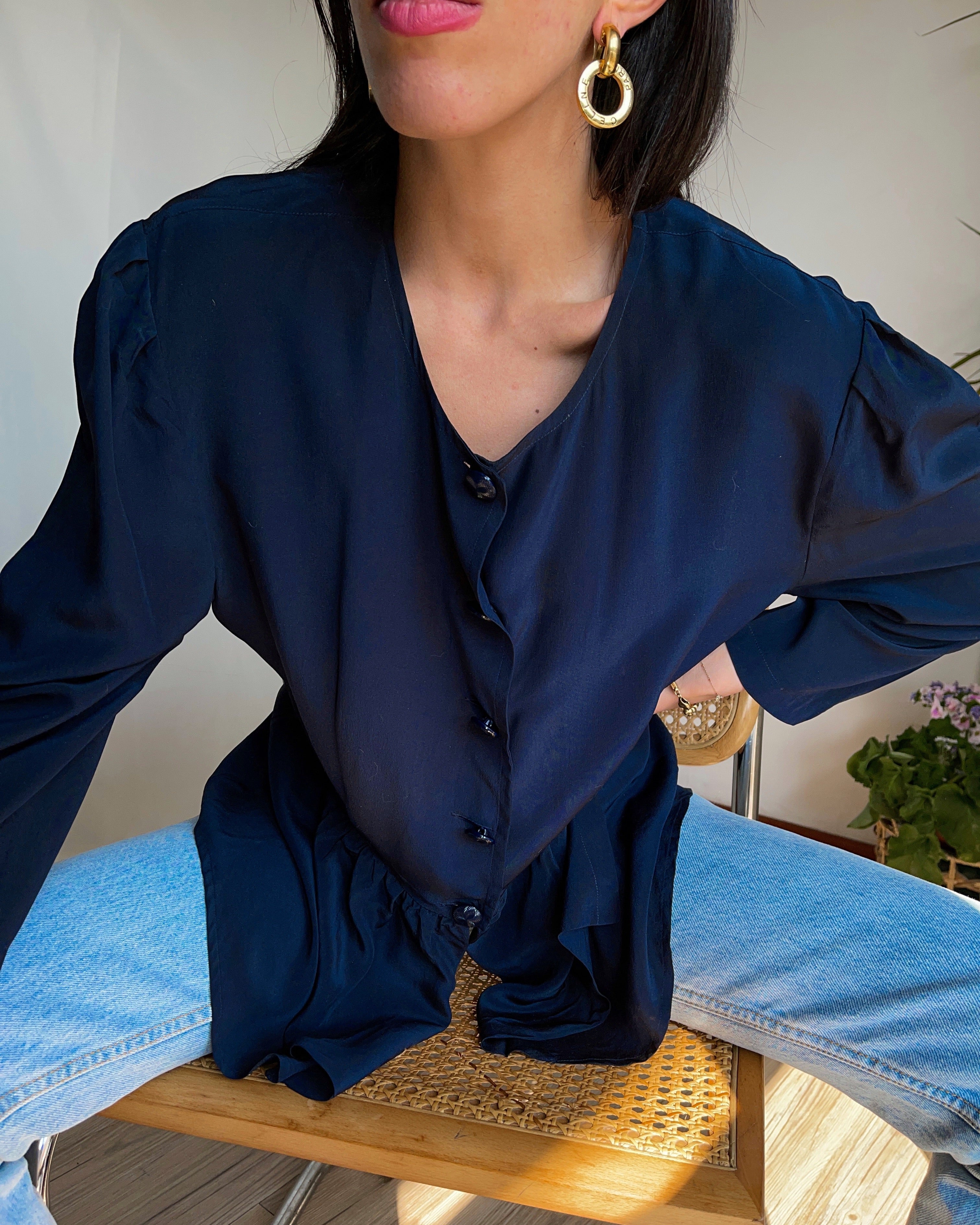 100% silk blue shirt