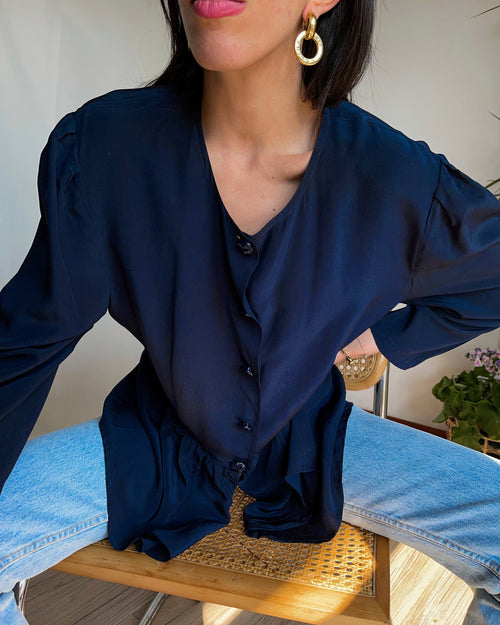 100% silk blue shirt