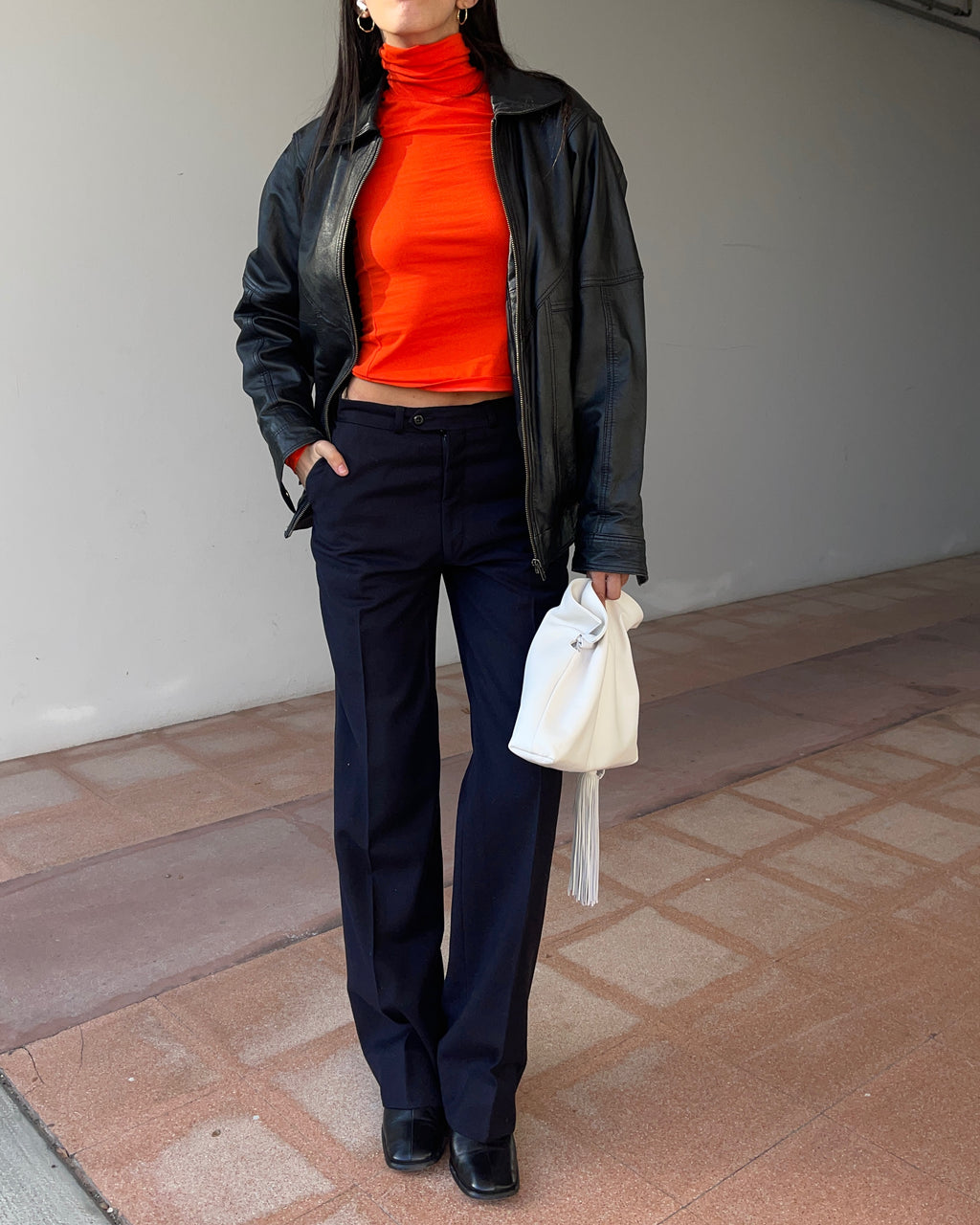 Leather bomber jacket