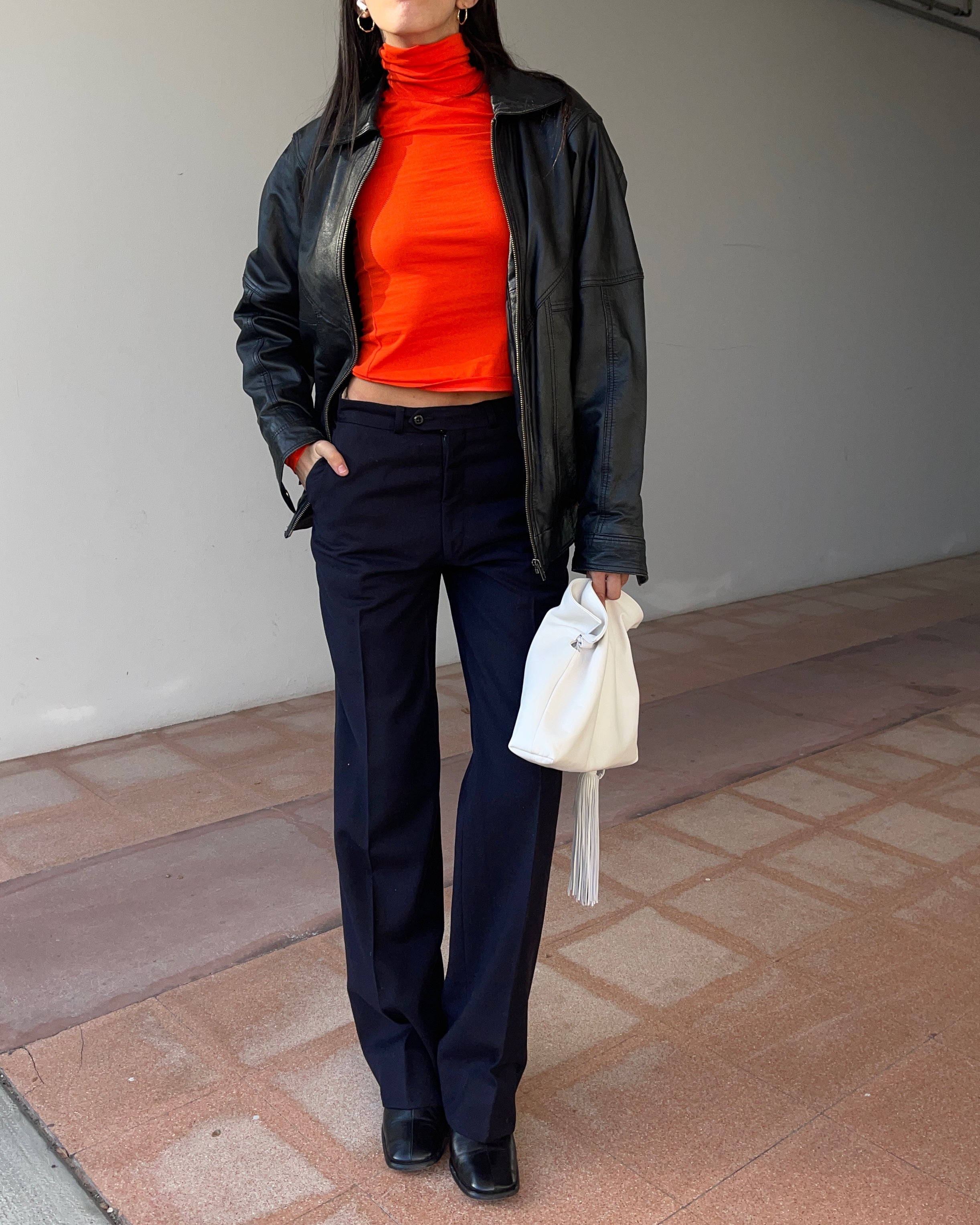 Leather bomber jacket
