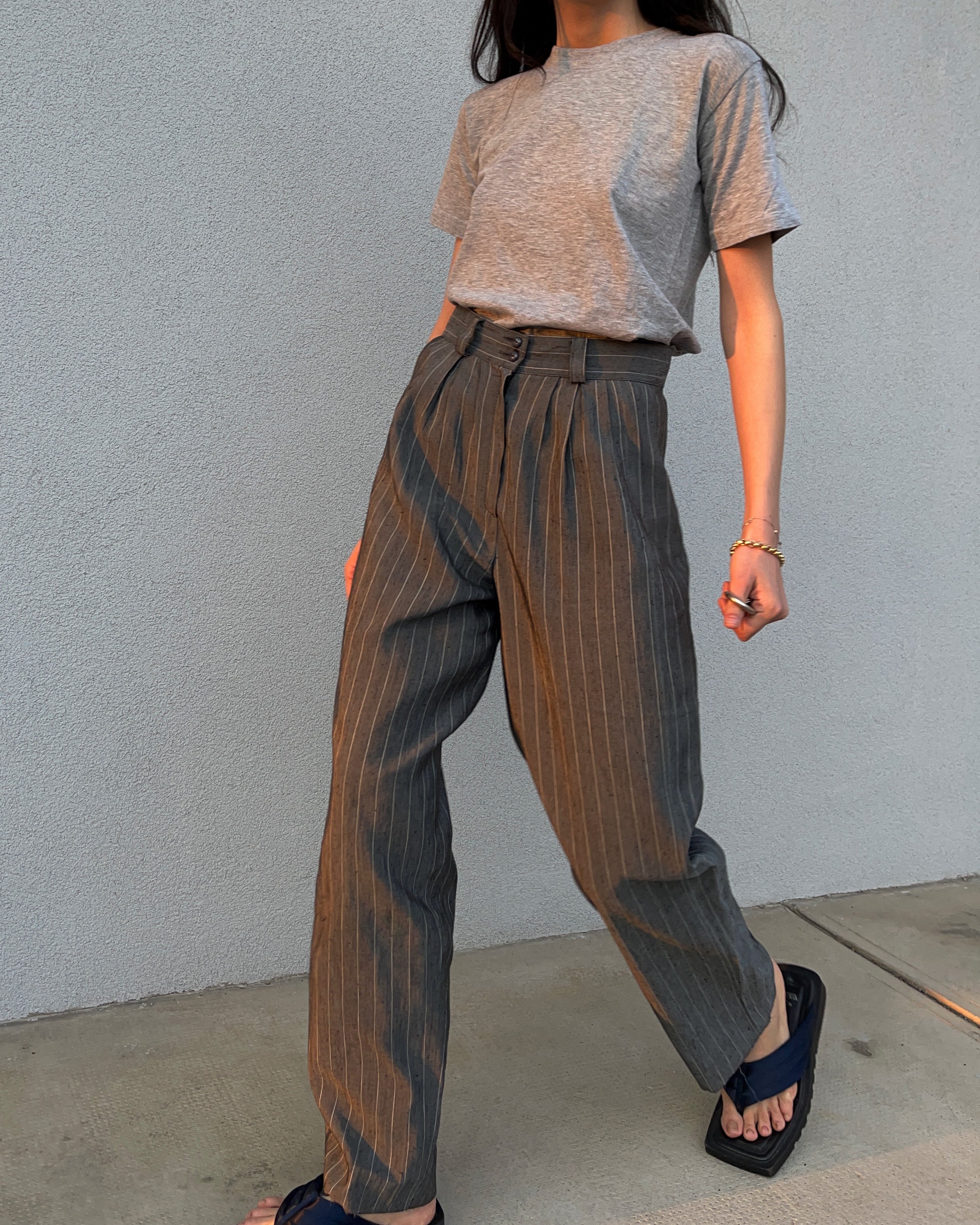 Pantaloni gessati Lino