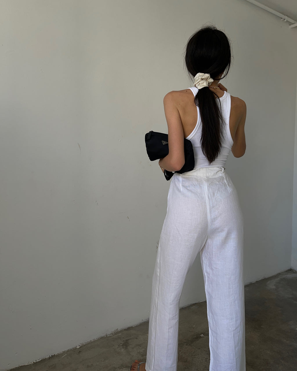 White  linen trousers