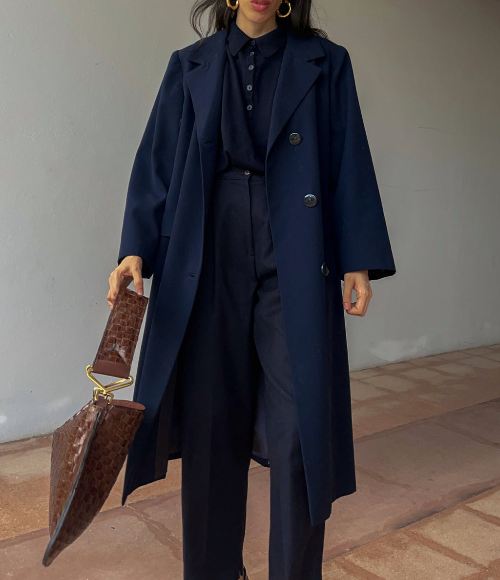 Blue light wool coat