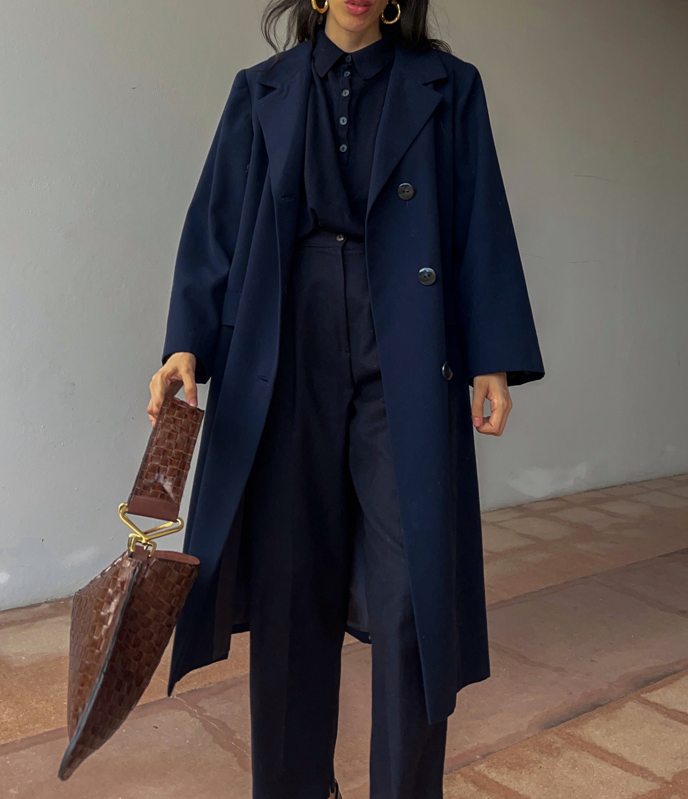 Blue light wool coat