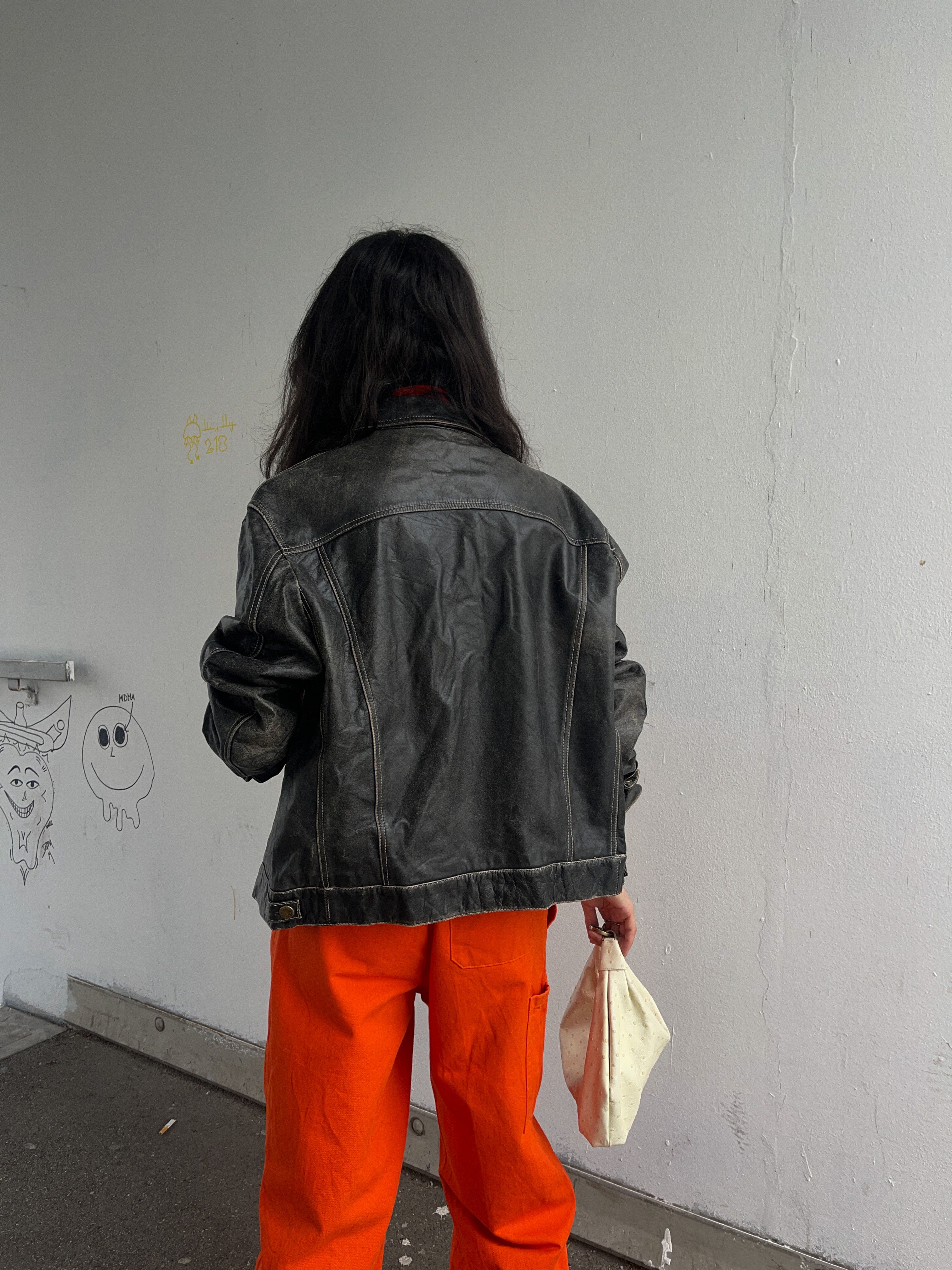 Leather distressed jacket